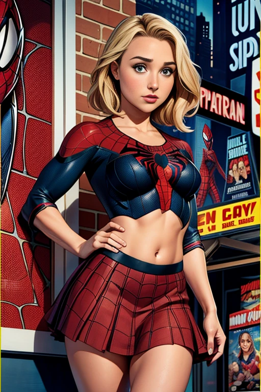 Hayden Panettiere、マーベルコミックの映画Poster、so beautiful、Movies about Spider-Man、sexy、whole body、Wearing a skirt、Premiere Date、Poster、belly buttonを突き出す、new york、She's wearing a ripped Spiderman suit、The suit is torn、Wearing a skirt、Red and black color scheme、dynamic、masterpiece、highest quality、Super detailed、Very detailed、Delicate and beautiful shine、Ultra-high resolution、Cinematic、break、breakドロップ、(Torn clothes:1.5)、(Wet clothes:1.4)、Bare shoulders、Real Rain、Wet Hair、belly button、Exposed Skin、sexyな肩を披露
