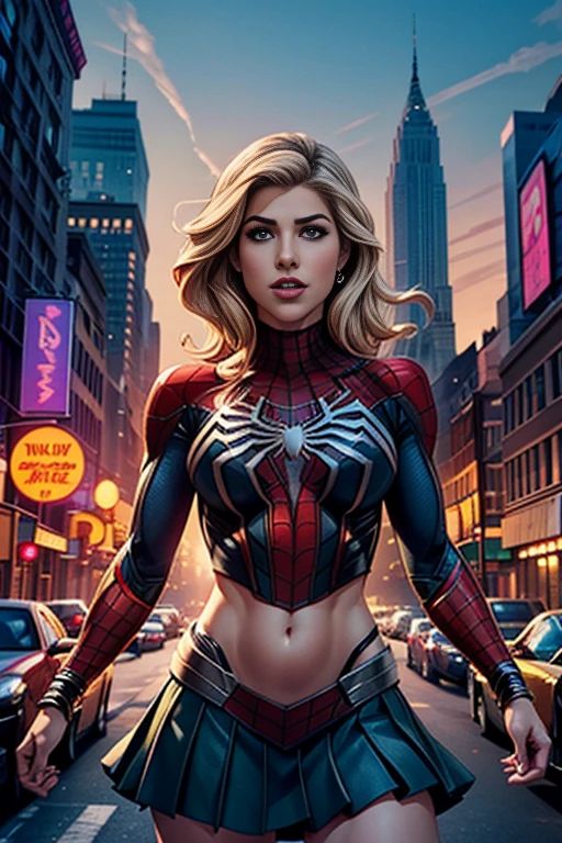 Emily Bett Rickards、マーベルコミックの映画Poster、so beautiful、Movies about Spider-Man、sexy、whole body、Wearing a skirt、Premiere Date、Poster、belly buttonを突き出す、new york、She's wearing a ripped Spiderman suit、The suit is torn、Wearing a skirt、Red and black color scheme、dynamic、masterpiece、highest quality、Super detailed、Very detailed、Delicate and beautiful shine、Ultra-high resolution、Cinematic、break、breakドロップ、(Torn clothes:1.5)、(Wet clothes:1.4)、Bare shoulders、Real Rain、Wet Hair、belly button、Exposed Skin、sexyな肩を披露