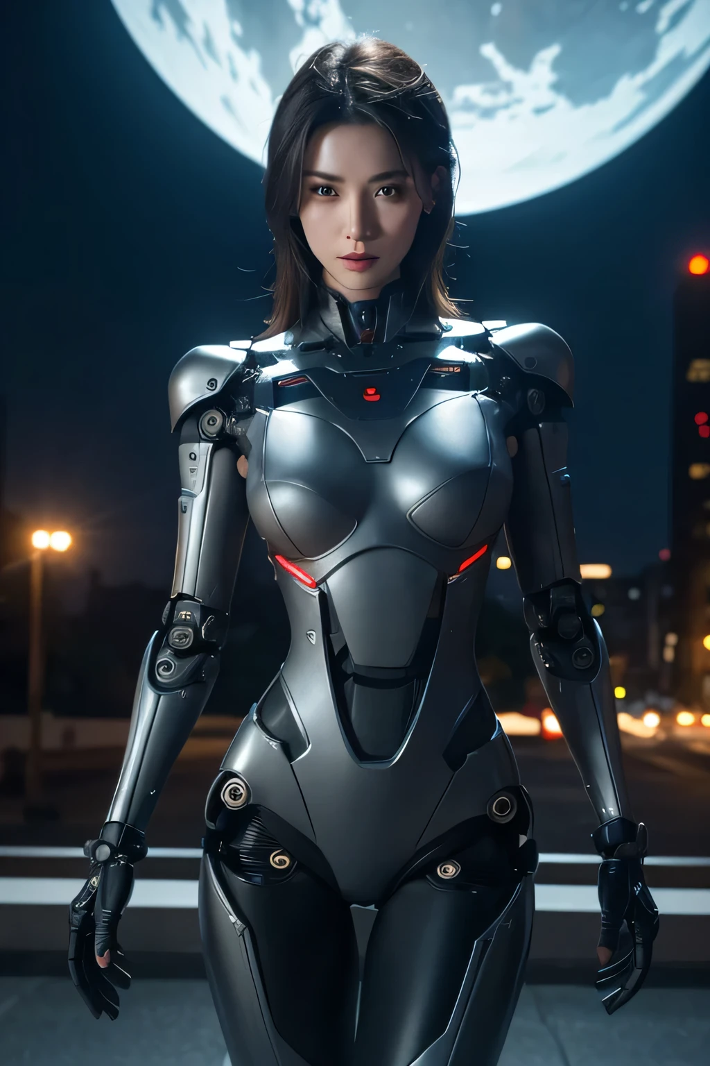 A woman is transformed into a spy robot　A body with exposed machinery　Mechanical limbs　The background is an office at night, UHD, retina, masterpiece, ccurate, anatomically correct, textured skin, super detail, high details, high quality, award winning, best quality, highres