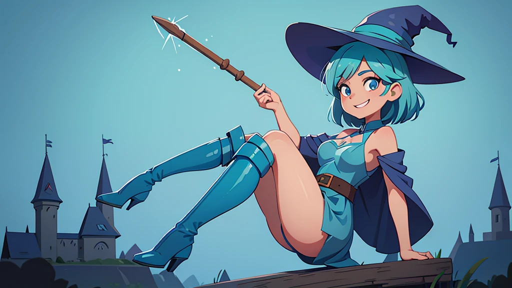 (very detailed 8k wallpaper), medium shot of a loli necromancer, particle lighting, high detail, dramatic, gatling gun in hand, clean background, with wizard hat on, background top weapon removed, thong ass