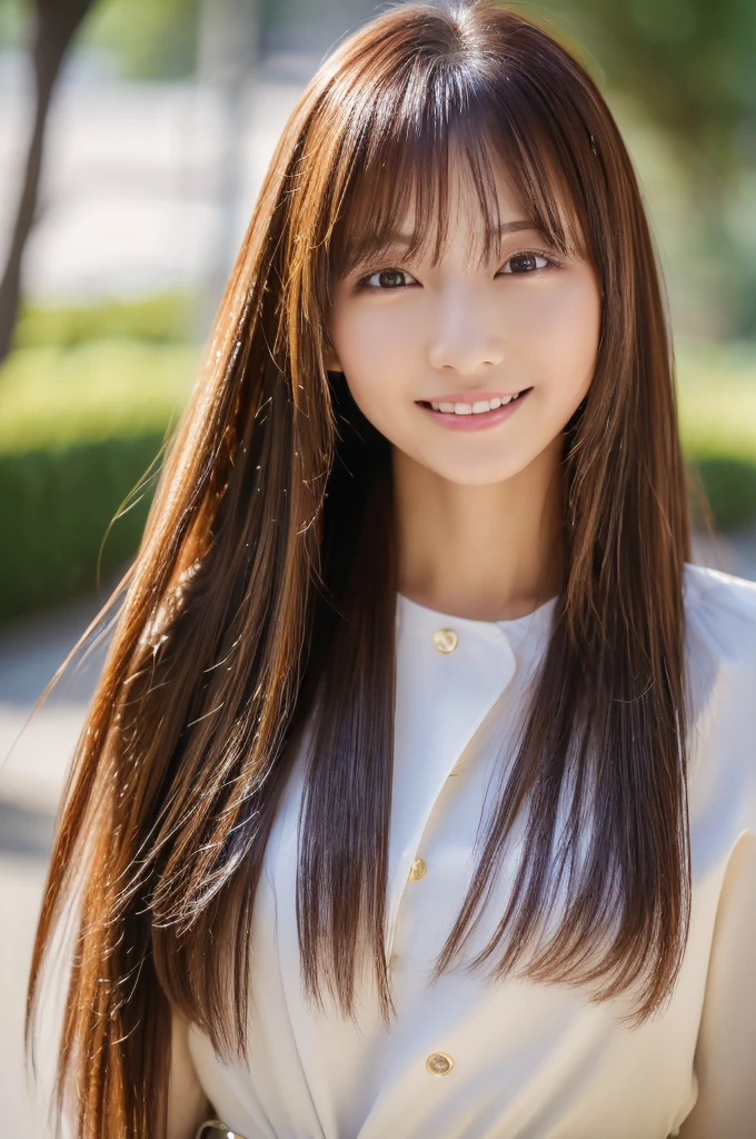 ((highest quality, In 8K, masterpiece:1.3)), Beautiful Japanese Women, Perfect body:1.4, Slim Abs:1.2, ((Long Hair, Straight Hair:1.2)), (Street:1.2), Wet body:1.5, Three-dimensional texture, Detailed eyes, Brown Hair, Very shiny hair, Backward view、The background is a blurred park