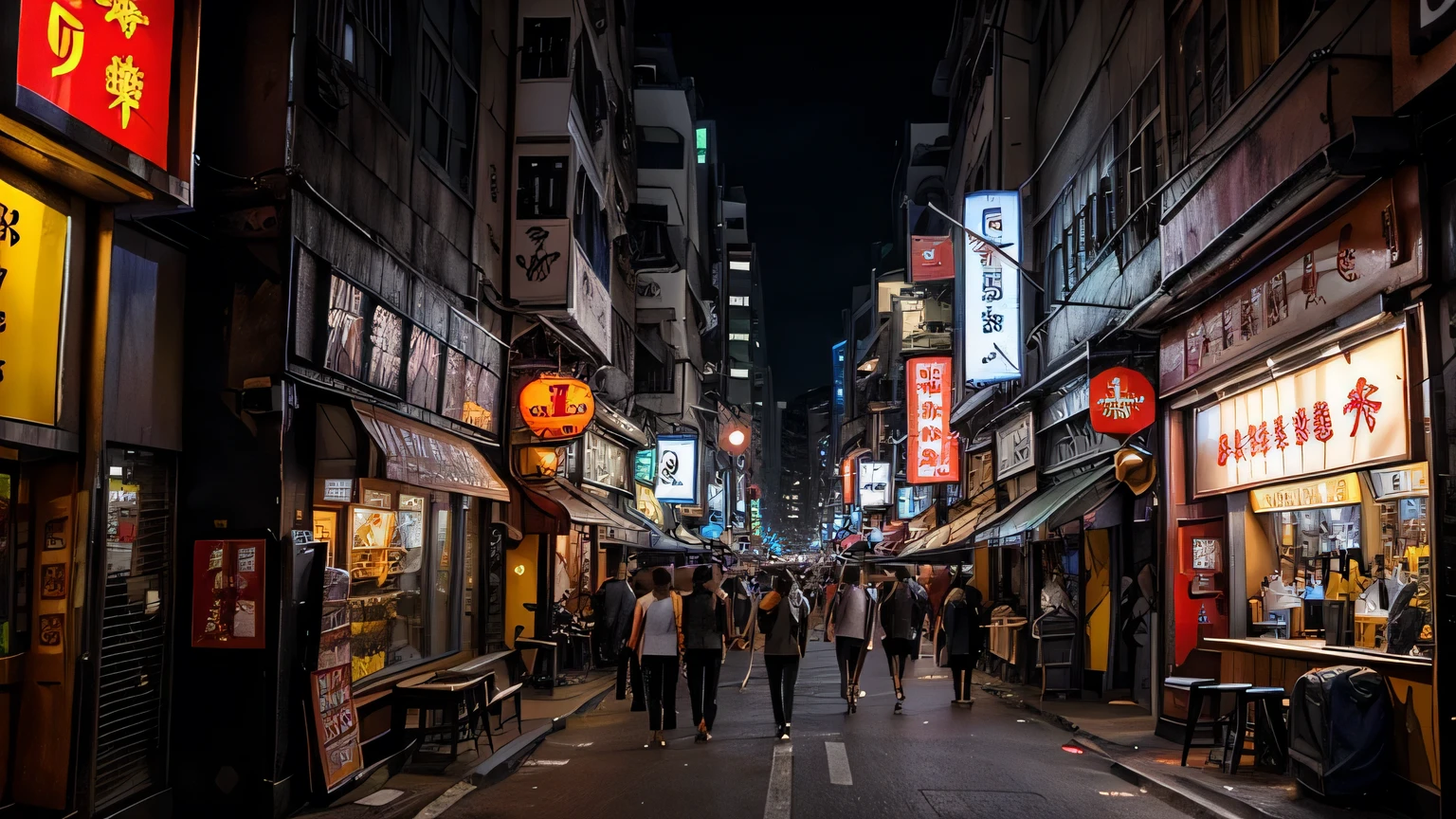 lan kwai fong with no people on the street; more detailed chinese signs; 0 people; more bars; small street; drinking bars and establishments