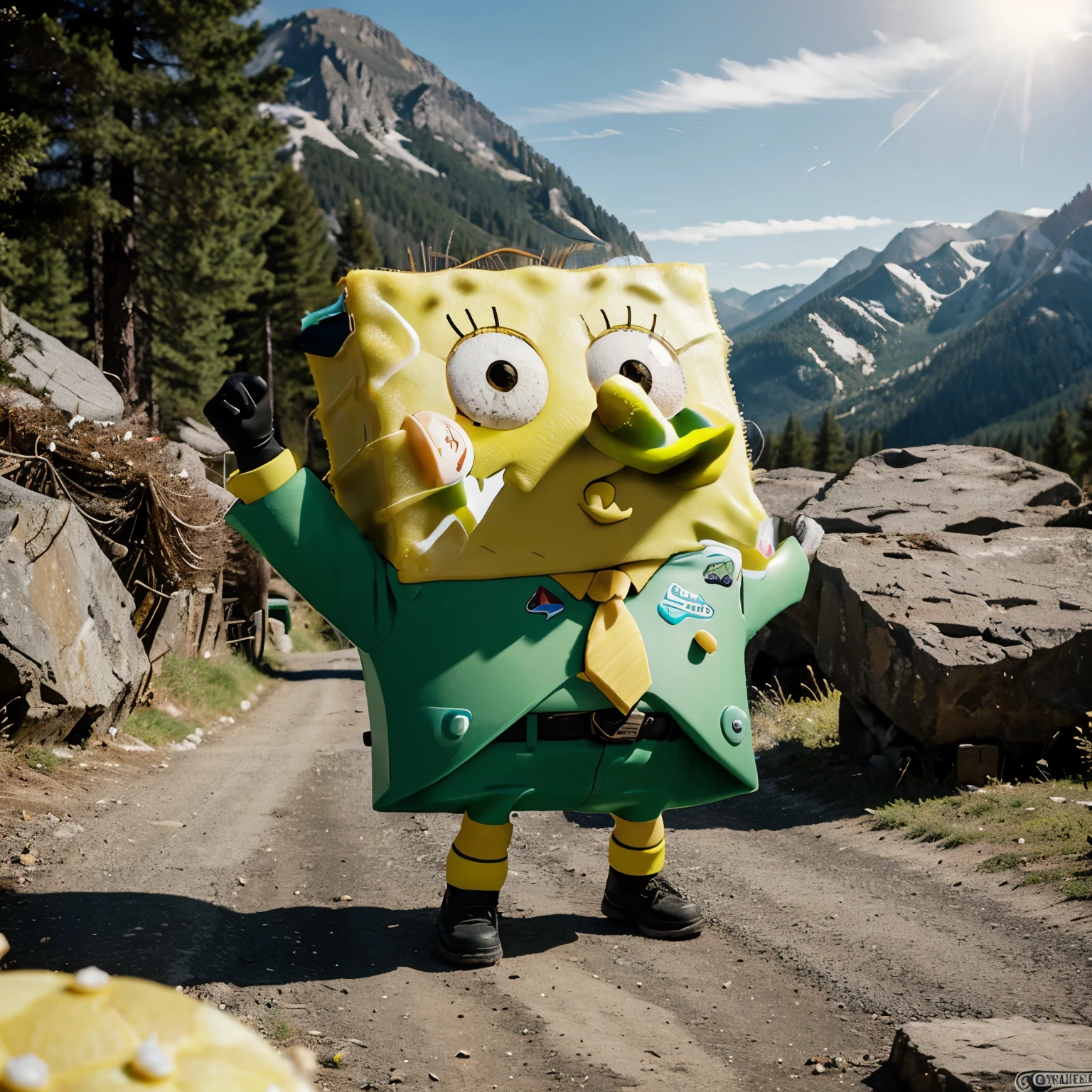 spongebob in some mountains