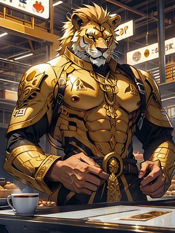 Mecca giant lion, golden with coffee