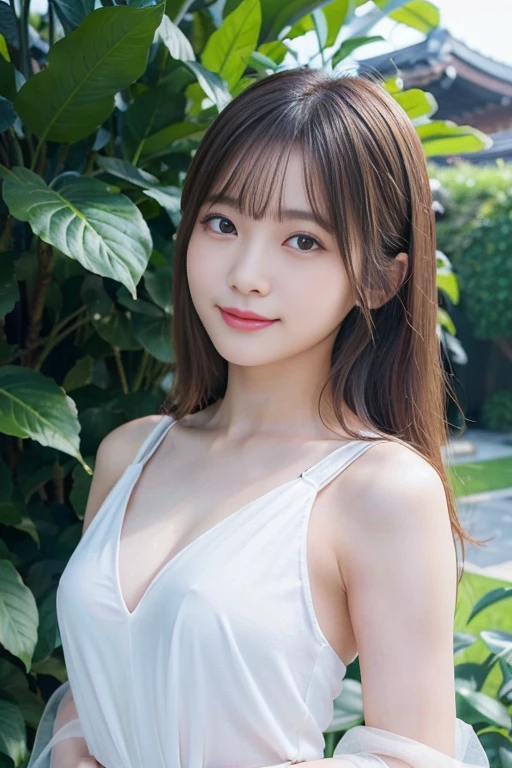 masterpiece、1 beautiful girl、Detailed eyes、Puffy eyes、highest quality, 超A high resolution, (Reality: 1.4), Cinema Lighting、Japanese、Asian Beauty、Super Beauty、Beautiful Skin、Slender、Body facing forward、(Surreal)、(High resolution)、(8k)、(Very detailed)、(Beautiful and detailed eyes)、(Ultra-detailed)、 (wallpaper)、Detailed face、Bright lighting、Professional Lighting、View your viewers、Night Scenery、Japanese Idol、Korean Idol、19 years old、The costume is a pure white see-through dress、Long Hair、Blonde: 3.5、Asymmetrical bangs 、smile、I can see your chest、Raising his arms、Seductive pose、