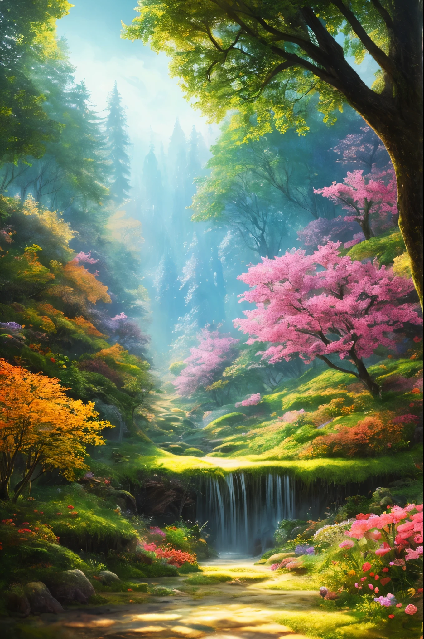 masterpiece, best quality, high quality,extremely detailed CG unity 8k wallpaper, An enchanting and dreamy scene of a fantasy forest, with towering trees, glowing mushrooms, and hidden fairy glens, creating a sense of mystique and enchantment, artstation, digital illustration, intricate, trending, pastel colors, oil paiting, award winning photography, Bokeh, Depth of Field, HDR, bloom, Chromatic Aberration ,Photorealistic,extremely detailed, trending on artstation, trending on CGsociety, Intricate, High Detail, dramatic, art by midjourney