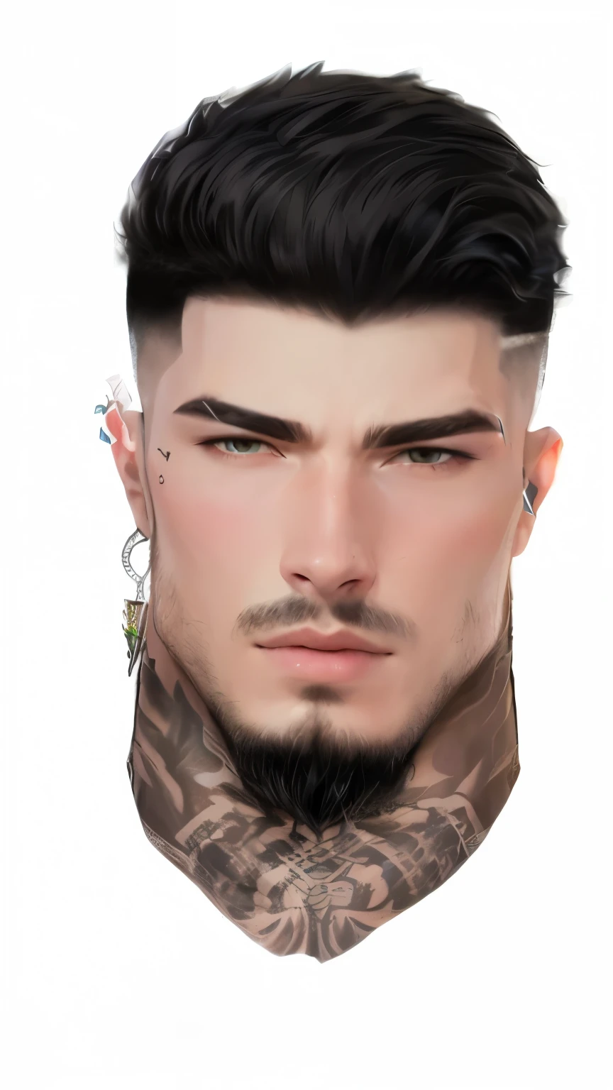 tem um homem com uma tatuagem no peito segurando um celular, personagem do imvu, estilo de maloqueiro, Avatar da parte superior do corpo, parte superior detalhada do corpo, parte superior do corpo altamente detalhada, Estilo imvu/Second, roupa da Lacoste, masculino sem camisa