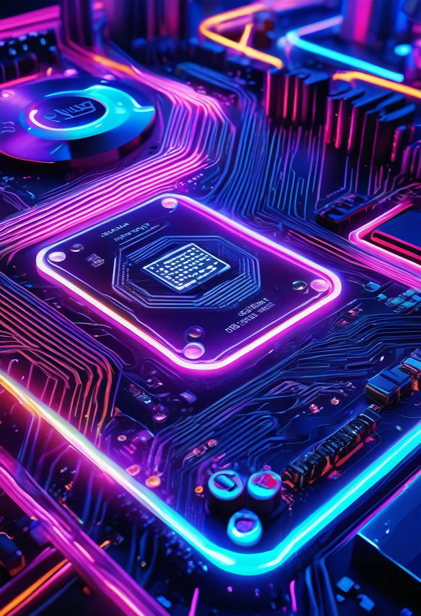 highly detailed, intricate, glowing neon lines, 3d rendered, 8k, (best quality, 4k, 8k, highres, masterpiece:1.2), ultra-detailed, (realistic, photorealistic, photo-realistic:1.37), HDR, UHD, ultra-fine painting, sharp focus, physically-based rendering, extreme detail description, professional, vivid colors, bokeh, graphical framework, digital, radial mother board background