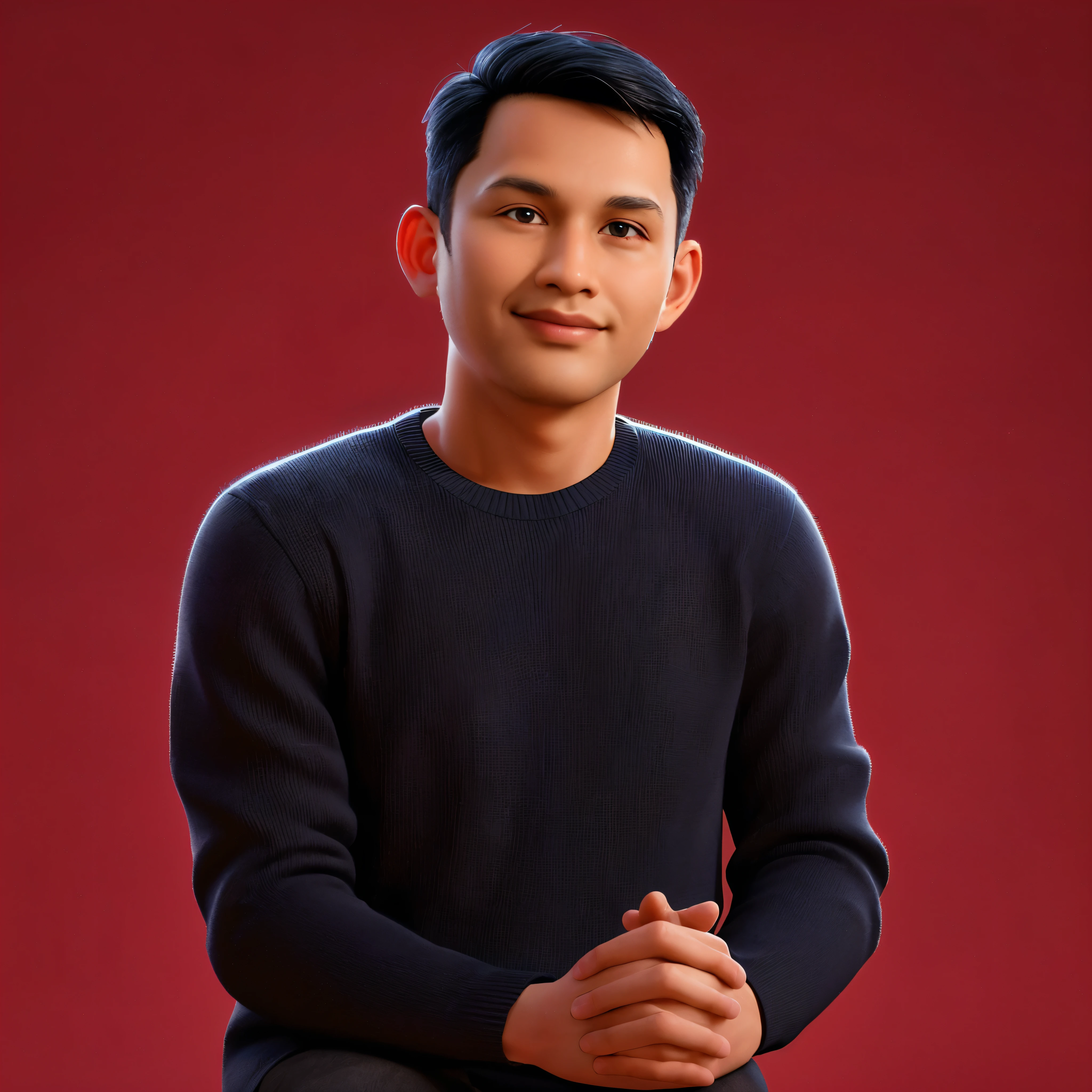 arafed man sitting on a stool with his hands folded, 8k portrait render, for hire 3d artist, 2 d render, smooth 3d cg render, cg artist, professional render, rendered in corona, digital render, maxwell render, arnold maya render, inspired by Rudy Siswanto, 3 d artist, professional 3d render, promotional render
