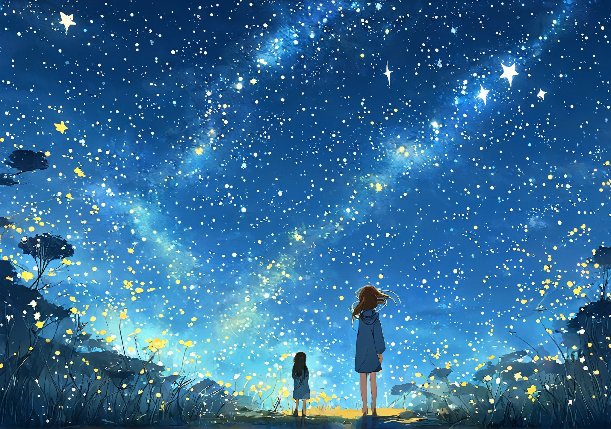 girl watching the starry sky