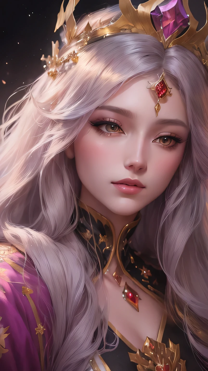 Close-up of a long-haired woman wearing a crown, ((Beautiful Fantasy Empress)), 8k high quality detailed art, Fantasy art style, Beautiful Fantasy Empress, beautiful Fantasy Portrait, Beautiful fantasy art portrait, Beautiful character drawings, Gweiz-style artwork, Heavenly Beauty, Beautiful fantasy art, Digital fantasy art ), Beautiful anime portraits, Fantasy Portrait