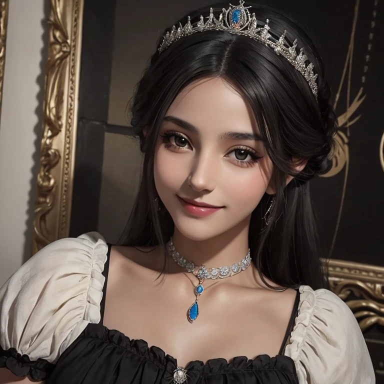 Mujer joven, cabello negros, cabello corto,pecosa, ojos color avellana, delicada como princesa, Victorian age, sonrisa delicada, mejillas sonrojadas