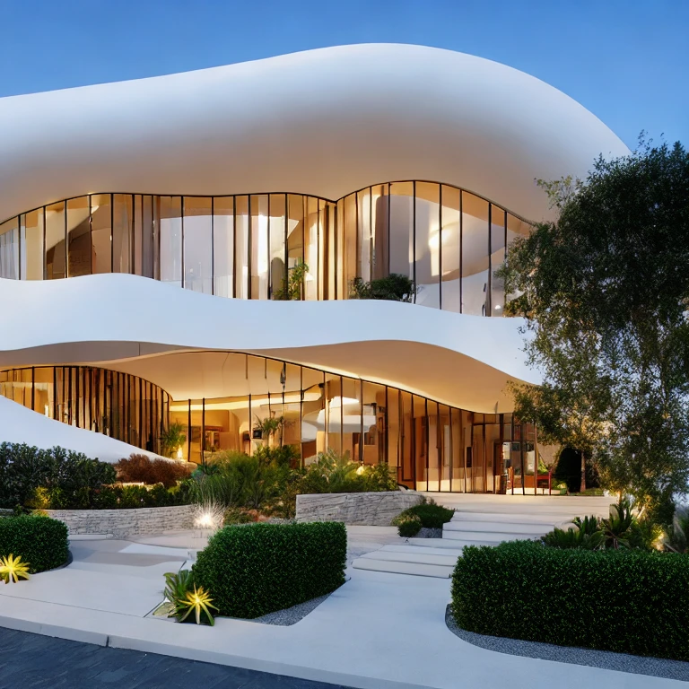 (masterpiece, best quality:1.2), KTHOUSE Morden - Curve shape and white wall, curev shape, white wall, cinematic lightings, shimering light