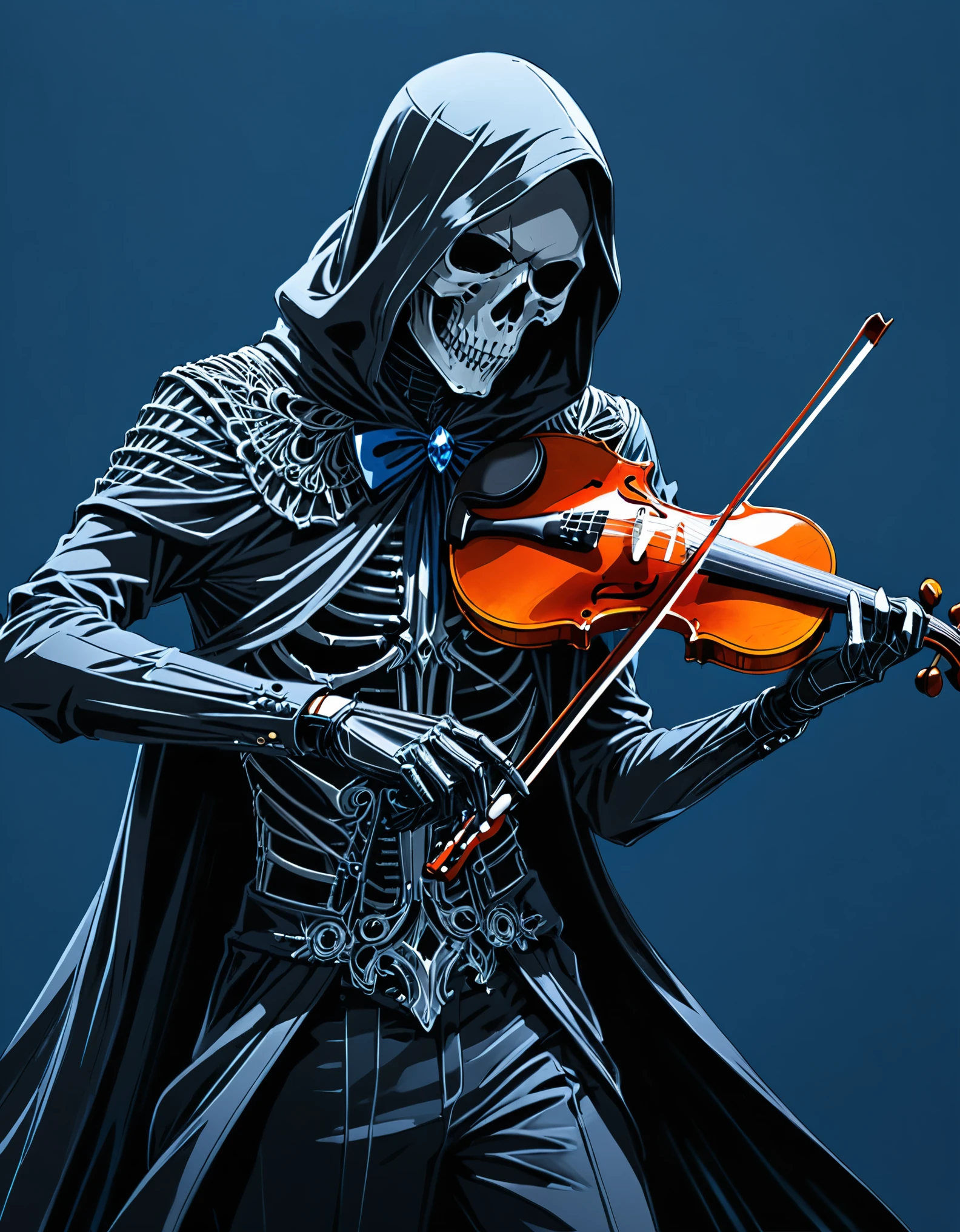 (Anime line drawing:1.5),(Black and dodgerblue:1.45),Minimalism,(Line Art:1.6),sketch,in style of Nick Veasey,charcoal drawing,
BREAK
(red and black diamond background:1.6),
BREAK
Black skull Reaper,playing the violin,(violin:1.3),(bows:1.3),(pulling:1.3),(broken torn cape:1.4),the lines of movement of the wind,