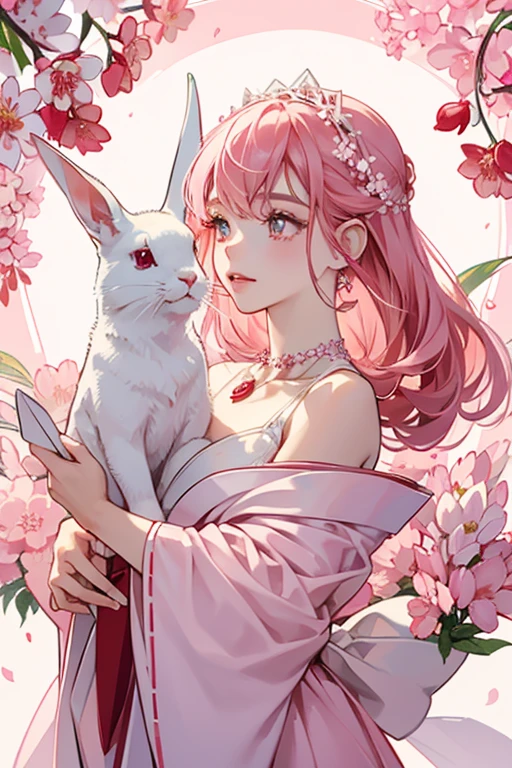 Ruby is a white Japanese hare with pink inner ears. Her Jewel Eyes are made out of cherry red rubies. For her attire, she wears a pastel pink cherry blossom flower around her left ear with a cherry red star in the center of it and a pink pearl necklace with a pair of red cherries around her neck. SPARKLE; GLITTER