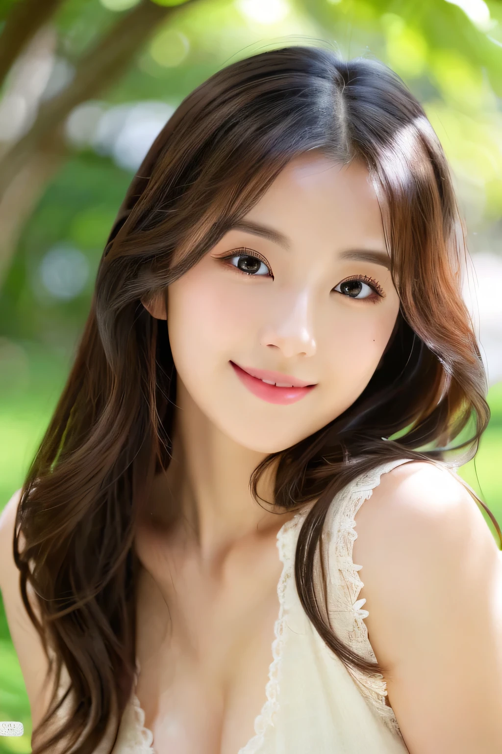 (((8k,Attention to detail,Attention to detail、highest quality,masterpiece,Attention to detail))),RAW Photos & Realistic atmosphere,Beautiful dark eyes,Mouth Details,Glossy lips,Thin eyebrows,beautiful Eyes、Soft white skin that shines in every detail、Her deep black eyes are very beautiful,Very beautiful face,Very beautiful face、Lively Faces,beautiful, Glowing Lips,beautiful Eyebrows,Infinite Reality, Realistic Young Gravure Idol,Very cute woman , Young Gravure Idol, Young Gravure Idol, とても美しくてかわいいbeautiful 21 year old beauty,Incredibly beautiful and elegant,beautiful 21 year old beauty,Natural soft light,(Shiny Hair,,beautiful and kind eyes:1.5),A kind smile,Shapely breasts,Long Hair,beautiful posture,No makeup,Let me'Look at the camera