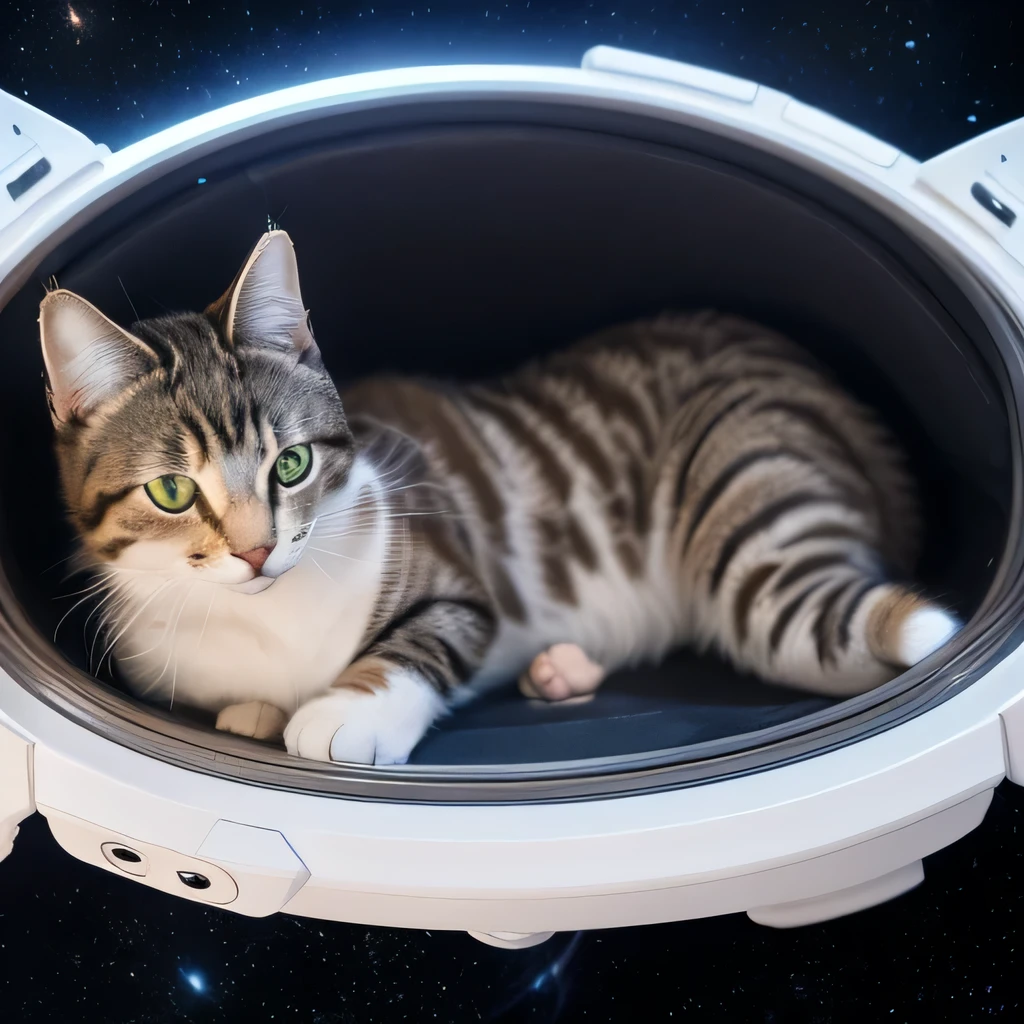 TOP quality,8K, masterpiece, (realistic:1.2), (cat:1.2), (space:1.3),