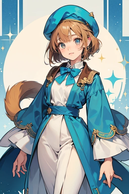 Yuku is a naturally colored girl beagle dog with a light brown head, dark brown ears, coat and tail tip and white body and tail. Her Jewel Eyes are made out of blue euclases. For her attire, she wears a blue beret on her head and a light blue bowtie around her neck. SPARKLE; GLITTER