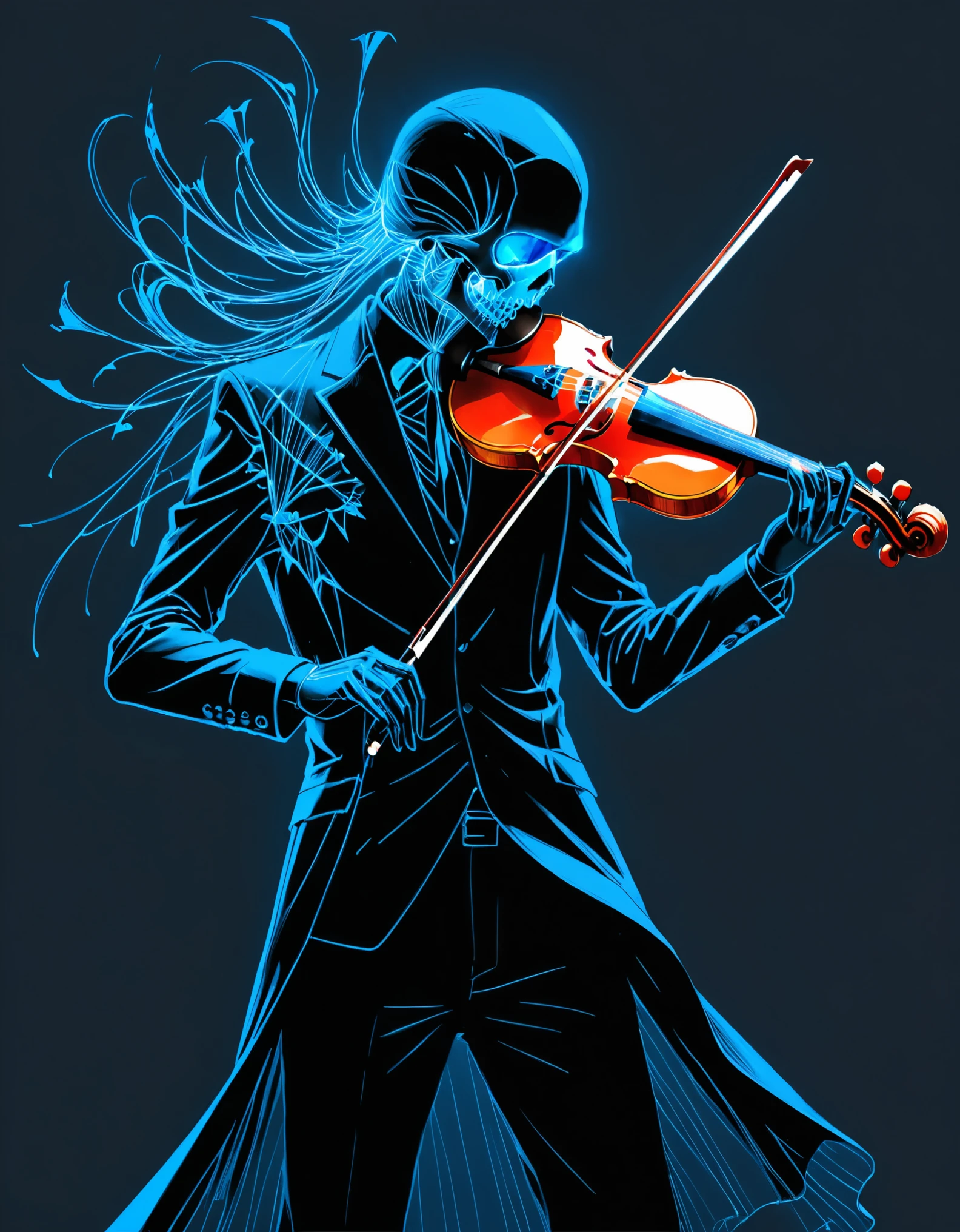 (Anime line drawing:1.5),(Black and dodgerblue:1.45),Minimalism,(Line Art:1.6),sketch,in style of Nick Veasey,charcoal drawing,
BREAK
(red and black diamond background:1.6),
BREAK
Black skull Reaper,playing the violin,(violin:1.3),(bows:1.3),(pulling:1.3),(broken torn cape:1.4),the lines of movement of the wind,