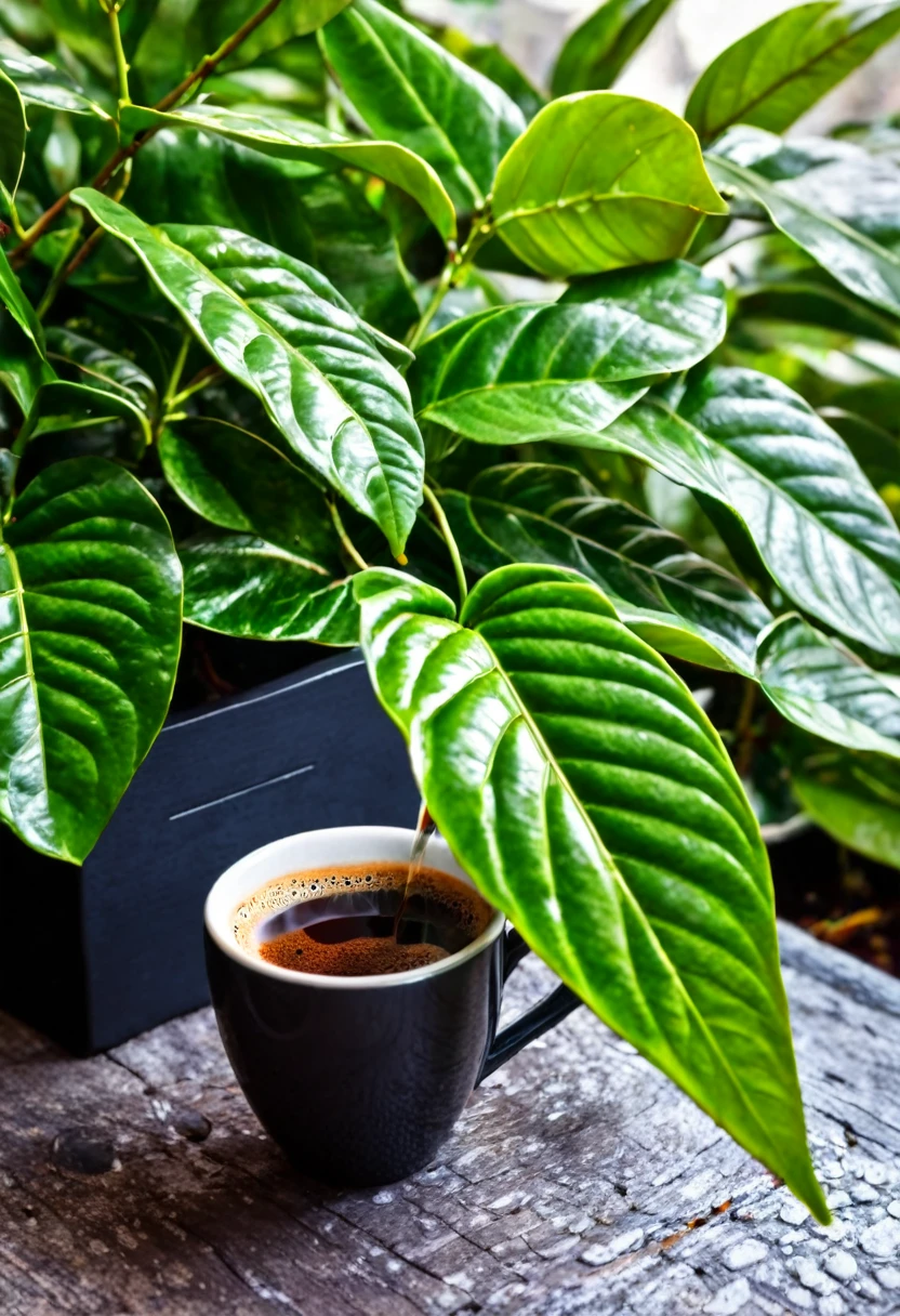 A coffee plant drinking and preparing a cup of espresso