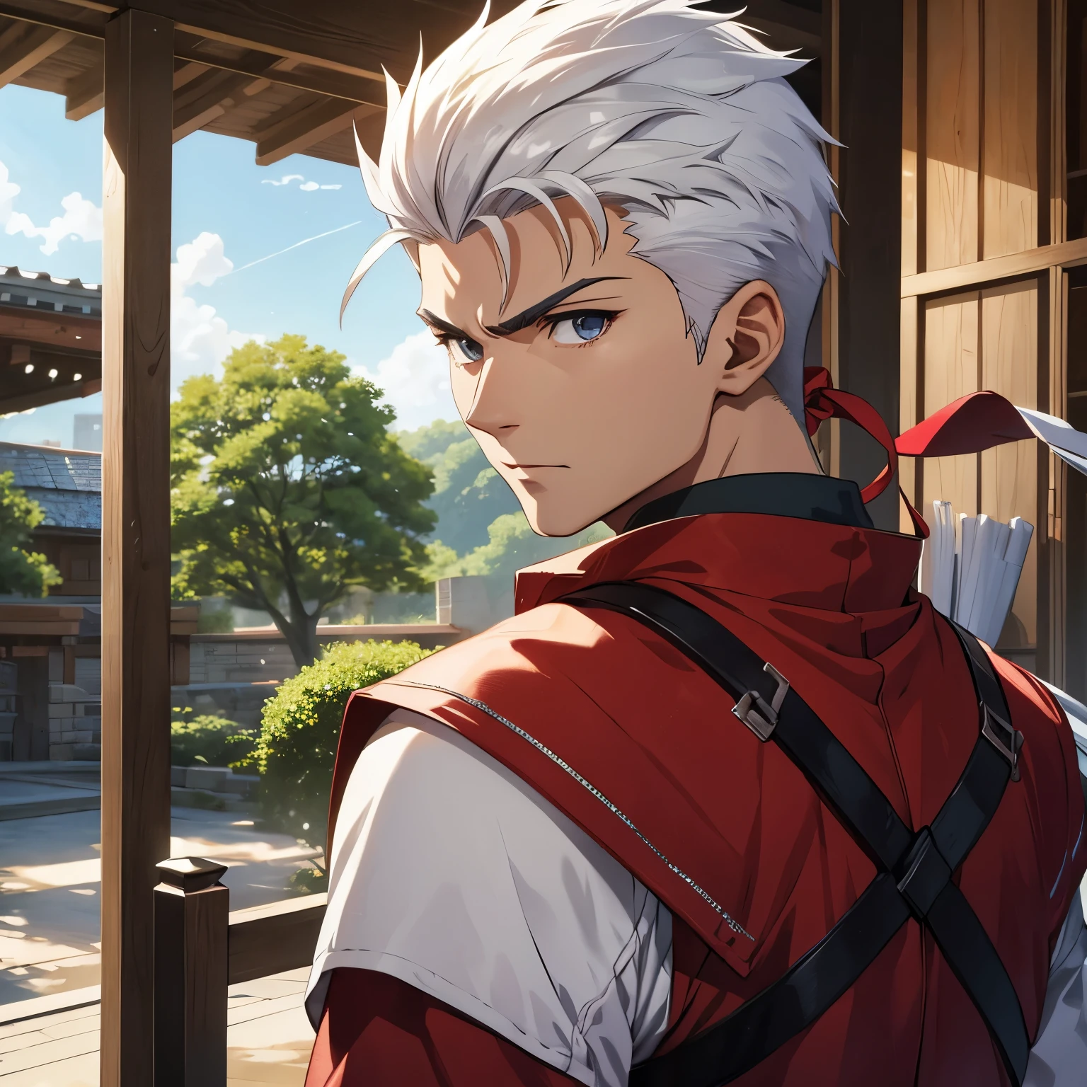 The Counter Guardian Archer Emiya , close up, front, portrait