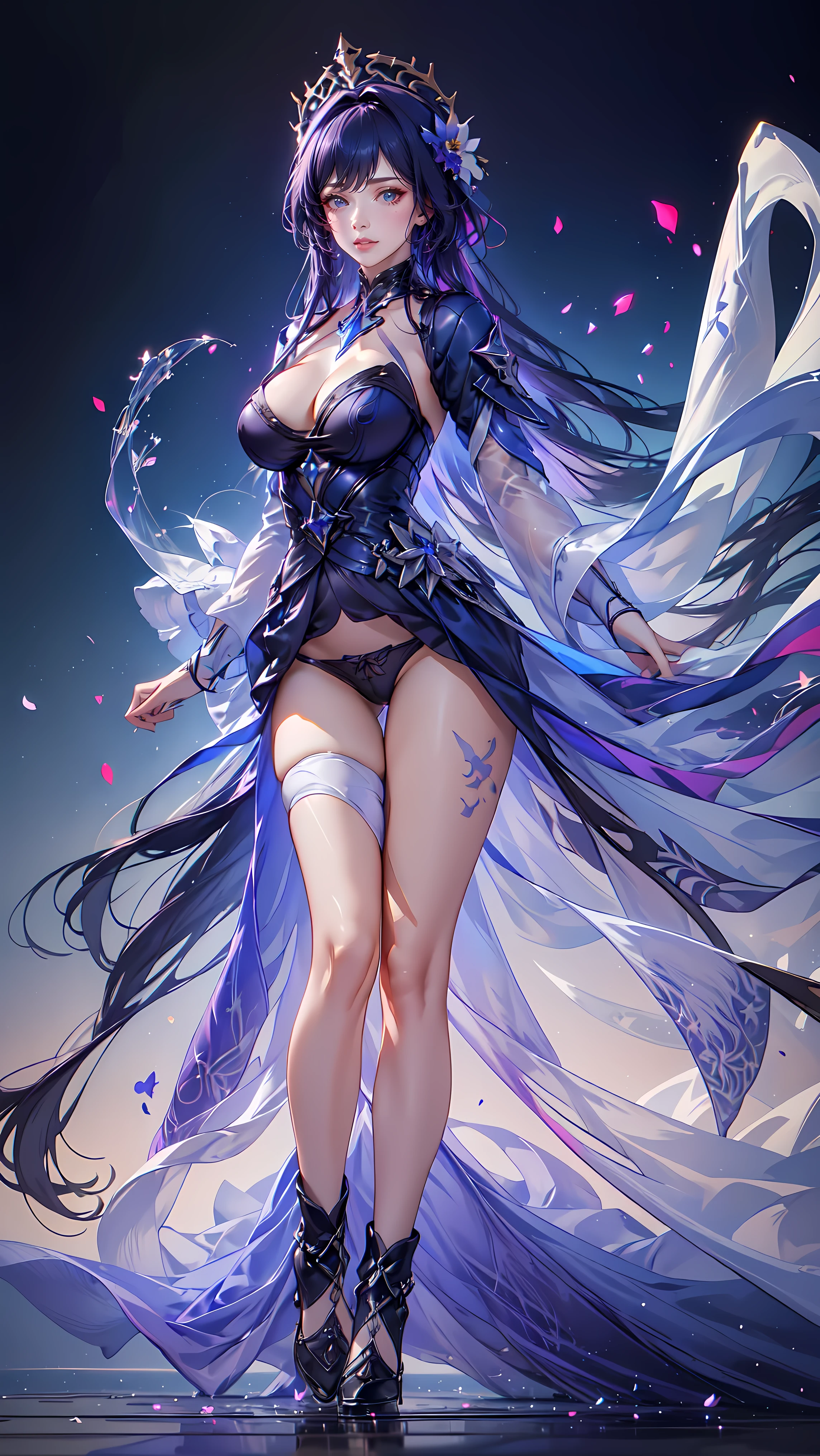 (((FULL BODY POSE))) (((SHOW PANTIES))) (((BIG GIANT ?????))) ((??????? CORRECTED)) ((RED LUXURY ARISTOCRATIC NOBLE COSTUME)) | A WOMEN WEAR ((???? OUTFIT)) ((BLUE LONG HAIR WITH WHITE HIGLIGHT)) FLOATING IN THE ((BLUE SKY BACKGROUND)) ((FLOWER PETALS FAILING BACKGROUND IS A BLUE SKY)))) HORIZON WITH STARS | big eyes, ((big ?????)) ???? pose, big thigh, full body, ?????????????, ?????????, show panties, smile, portrait knights of zodiac, extremely detailed ((pixiv arts)), high detailed official artwork, [ tarot card ]!!!!!, detailed key anime art, knights of zodiac anime, beautiful celestial mage, firefly from honkai star rails, full body | (dynamic angle:1.1), outline, ((thick line art)), cover, stylish, official art, (details:1.2), (fantasy), garden, (bloom:1.1), glow:0.2, shadow, nature, flower, splash water, crystal, snowflakes, particles, bokeh, anamorphic light (depth of field), sharp focus, (volumetric lighting), (bokeh:0.6), film grain:0.4, (soft lighting:1.1) (VIGNETTE:1) | high-quality, ultra-detailed illustrations, ultra-high resolution, (high resolution, overwhelmingly pixel-perfect, luxurious illustration), (Ultra Quality, Masterpiece, Ethereal:1.4) photorealistic:.1.4, UHD (8k, RAW photo, best quality, masterpiece:1.2)