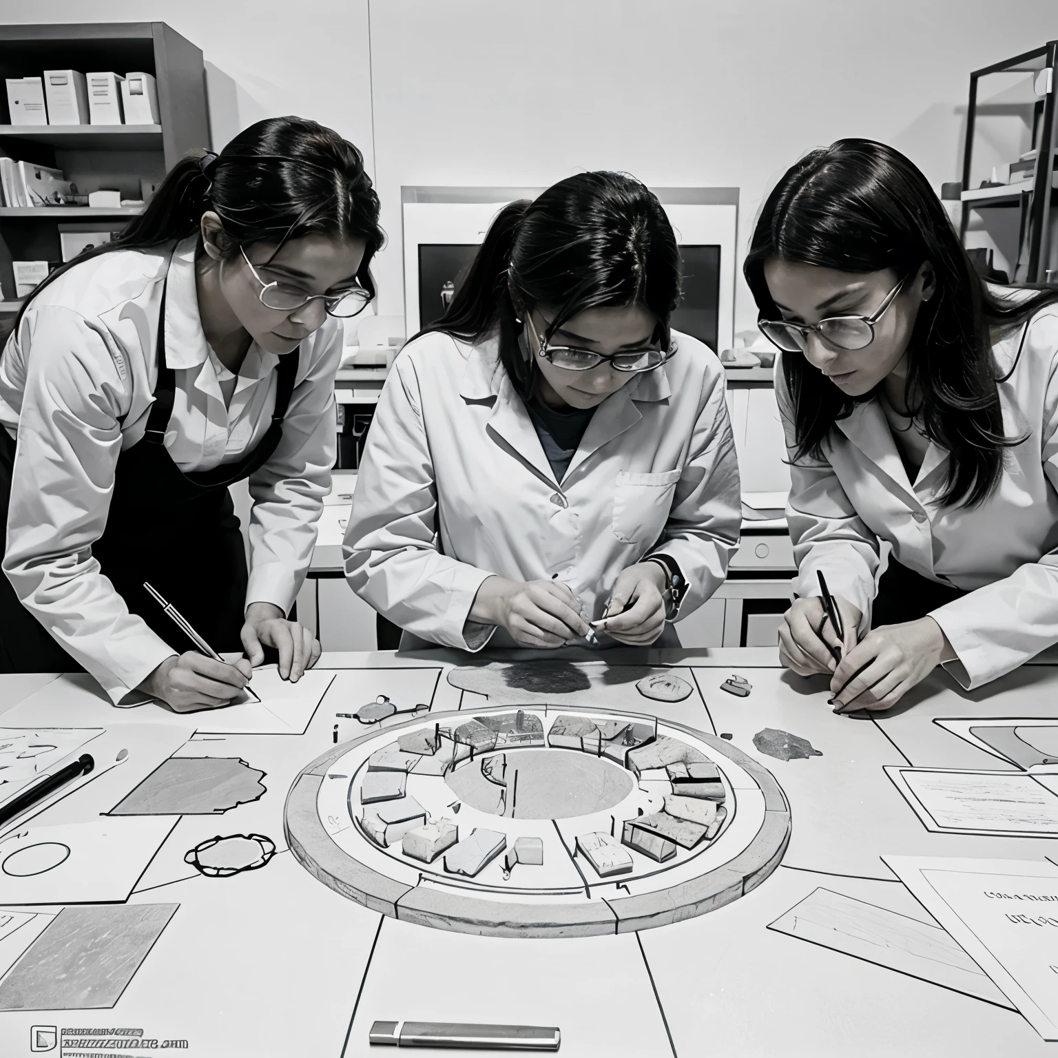 Coloring Scientists breaking a stone 