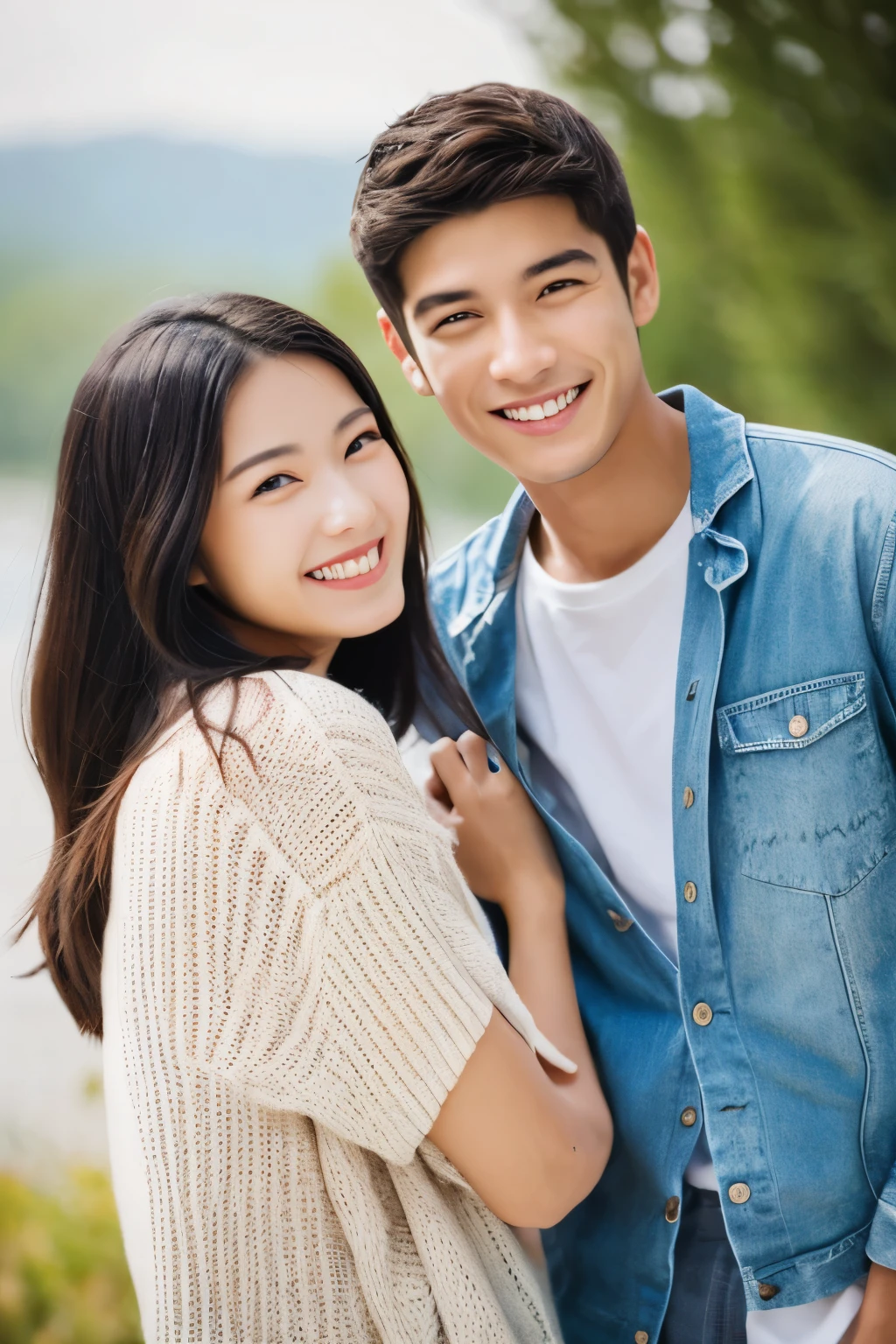 woman and male, smile,