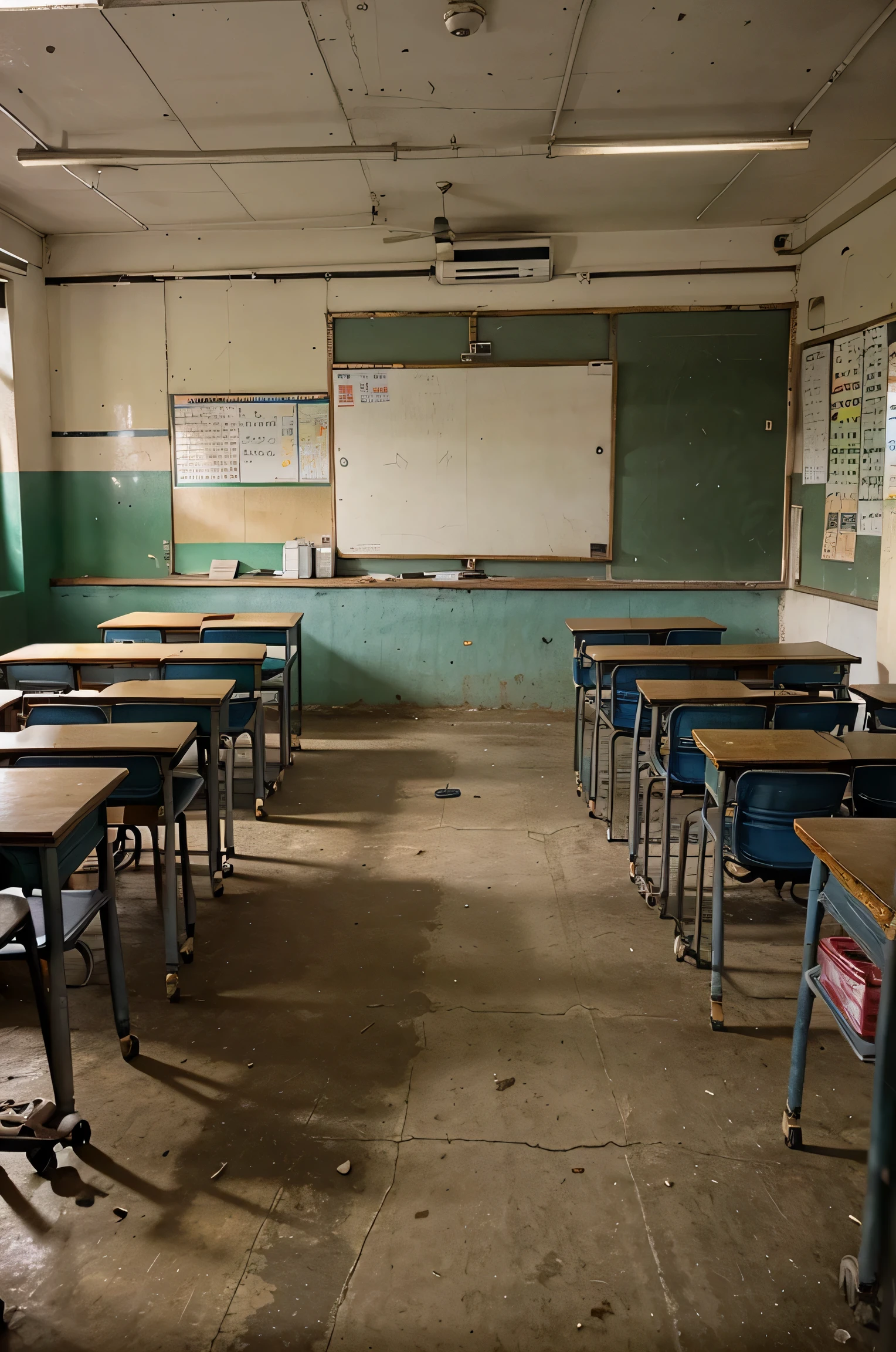 bustling classroom with poor condition and poor facilities 