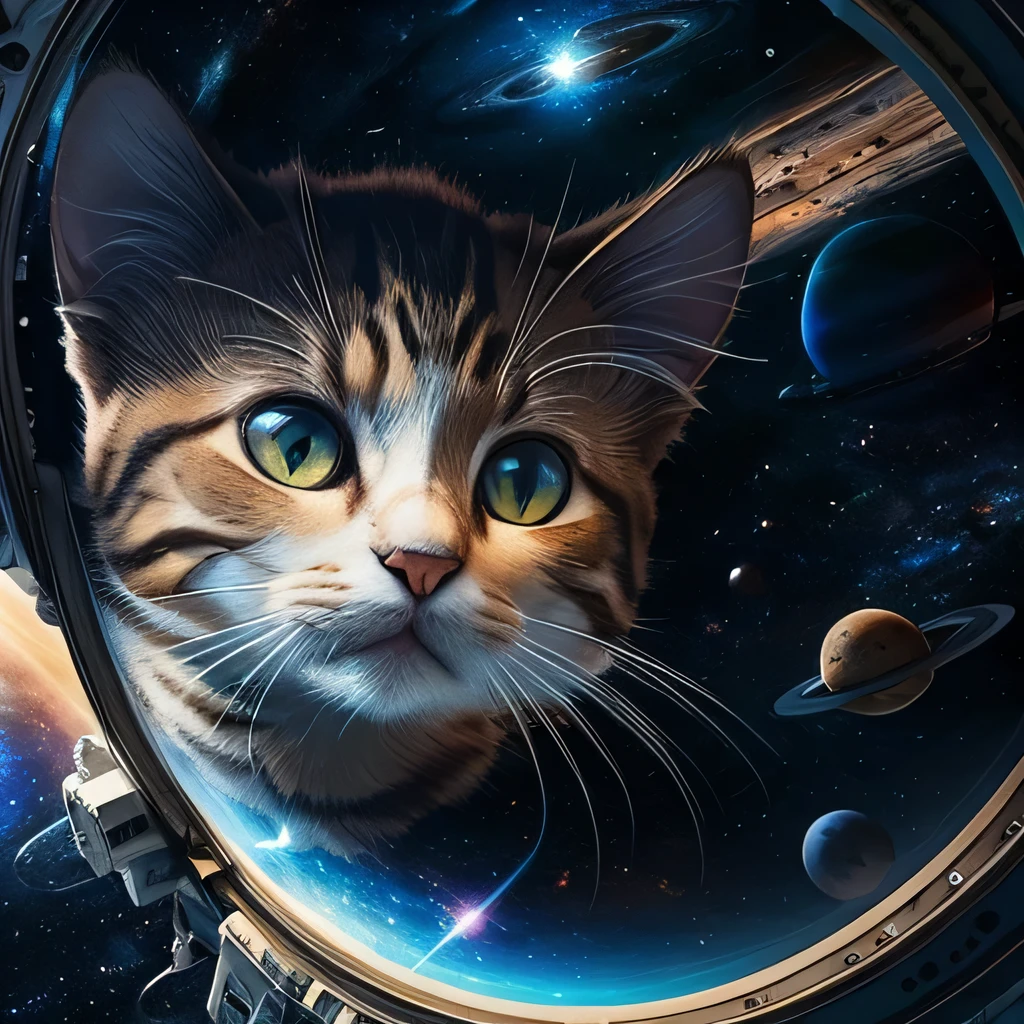 TOP quality,8K, masterpiece, (realistic:1.2), (cat:1.2), (space:1.3),