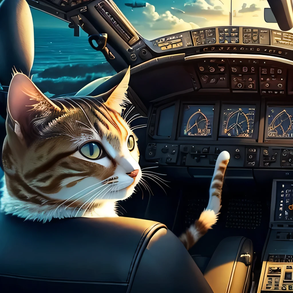 TOP quality,8K, masterpiece, (realistic:1.2), (cat:1.2), (cockpit:1.3),