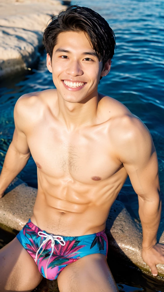 male　Age 24 swimwear hawaii smile