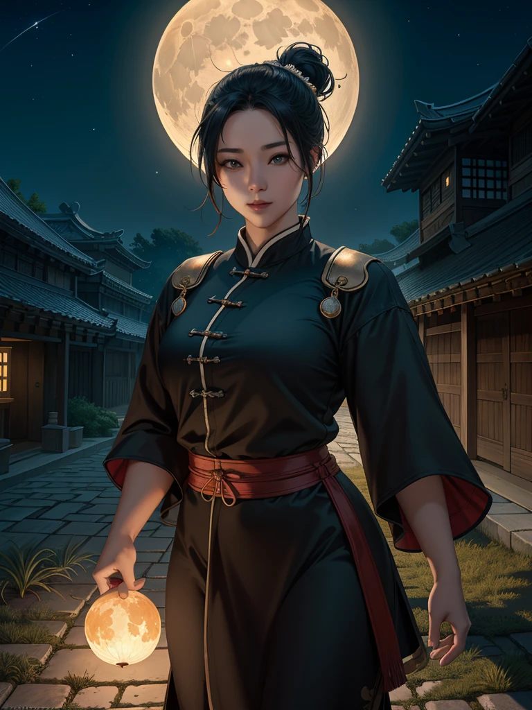 Official Art, ancient China, Ancient Street, (Lots of fireflies), (night), (moon), Light, Beautiful views, Spectacular landscapes, Realistic lighting, masterpiece, high quality, Beautiful graphics, High detail, Global Illumination, Unreal Engine Rendering, Octane Rendering, (High resolution:1.3)