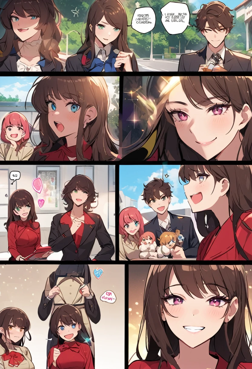 dark - comic style:
*Cena: Dois adolescentes trocando mensagens no celular.*
*Ele*: Alto, pele clara, sorriso com covinhas. Ela: Cabelos longos e pretos, pele branca, menor que ele.
**Dialogue Bubbles:**
- Ele: *"Bom dia! I hope you have a great day at school today!"*
- Ela: *"Obrigada! You always make me smile. :)"*