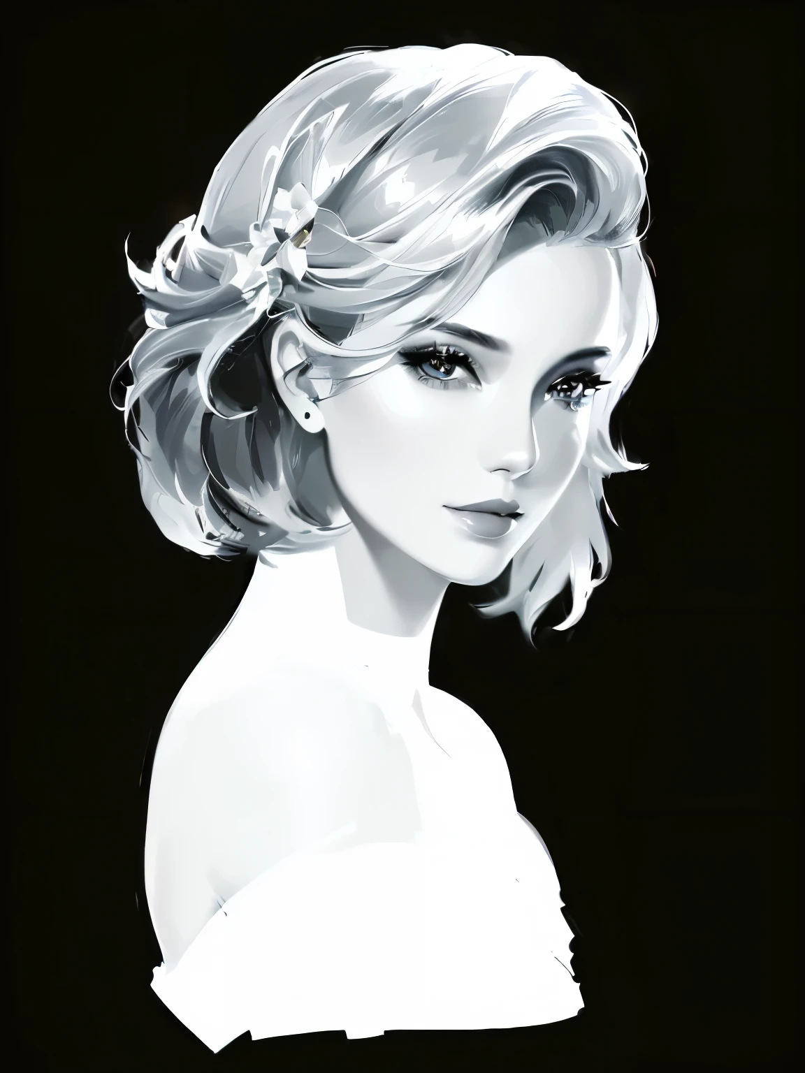 Close-up of a woman with a black background and a black, Elegant digital art, In the style of digital illustration, Elegant digital painting, Digital Paintingのスタイルで, # The best digital paintings ever, #The best digital paintings ever, スタイルDigital Painting, Portrait of Emma Watson, ゴージャスなDigital Painting, Digital cartoon painting art, Digital Painting