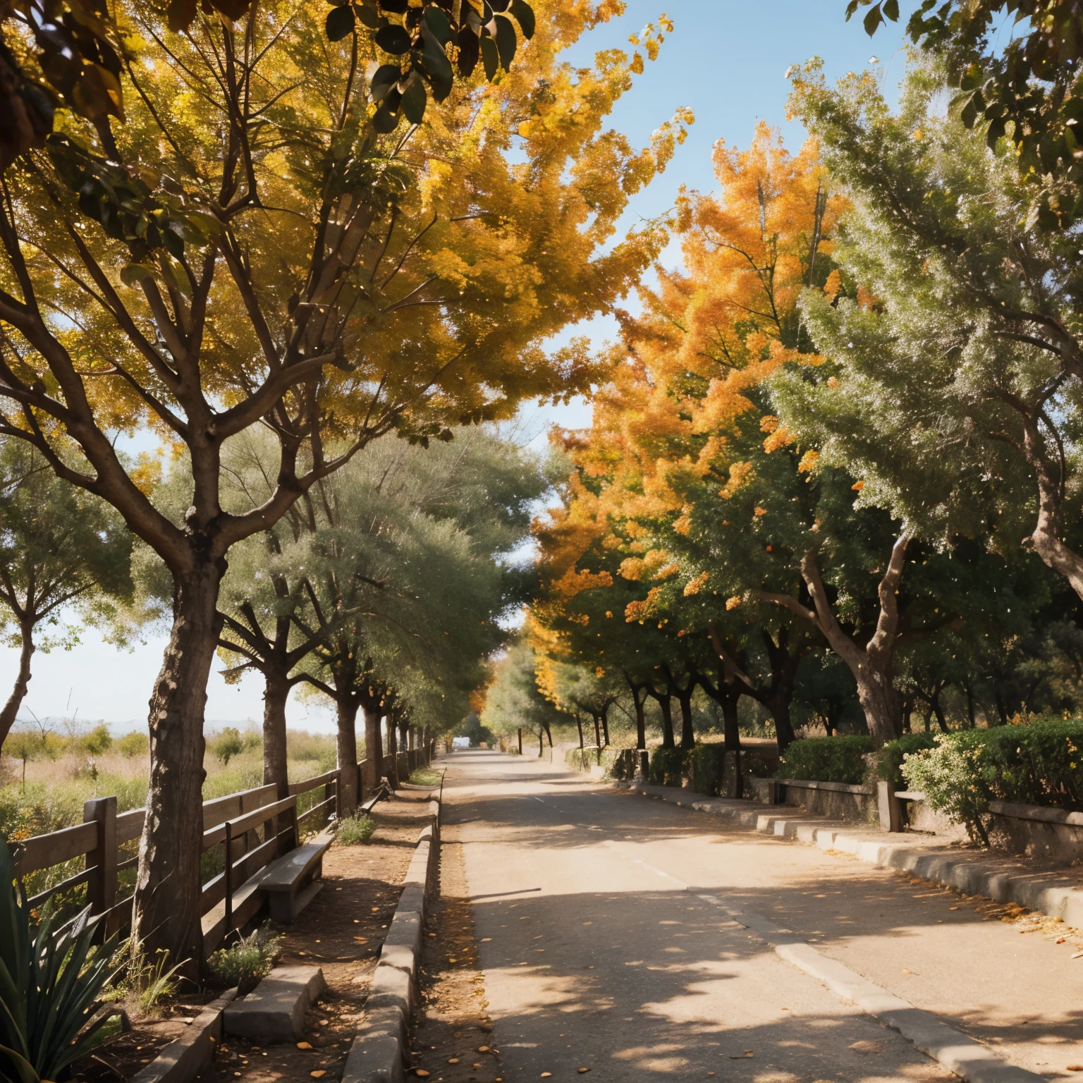Image of natural landscape with orange trees 