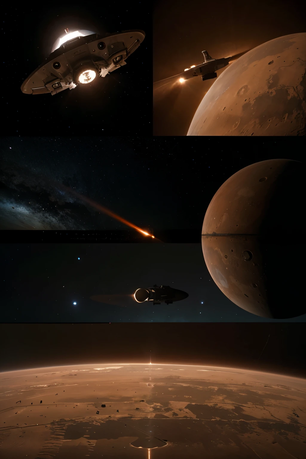 Scenario high orbit of Mars,Fleet of ships, turning on warp drive