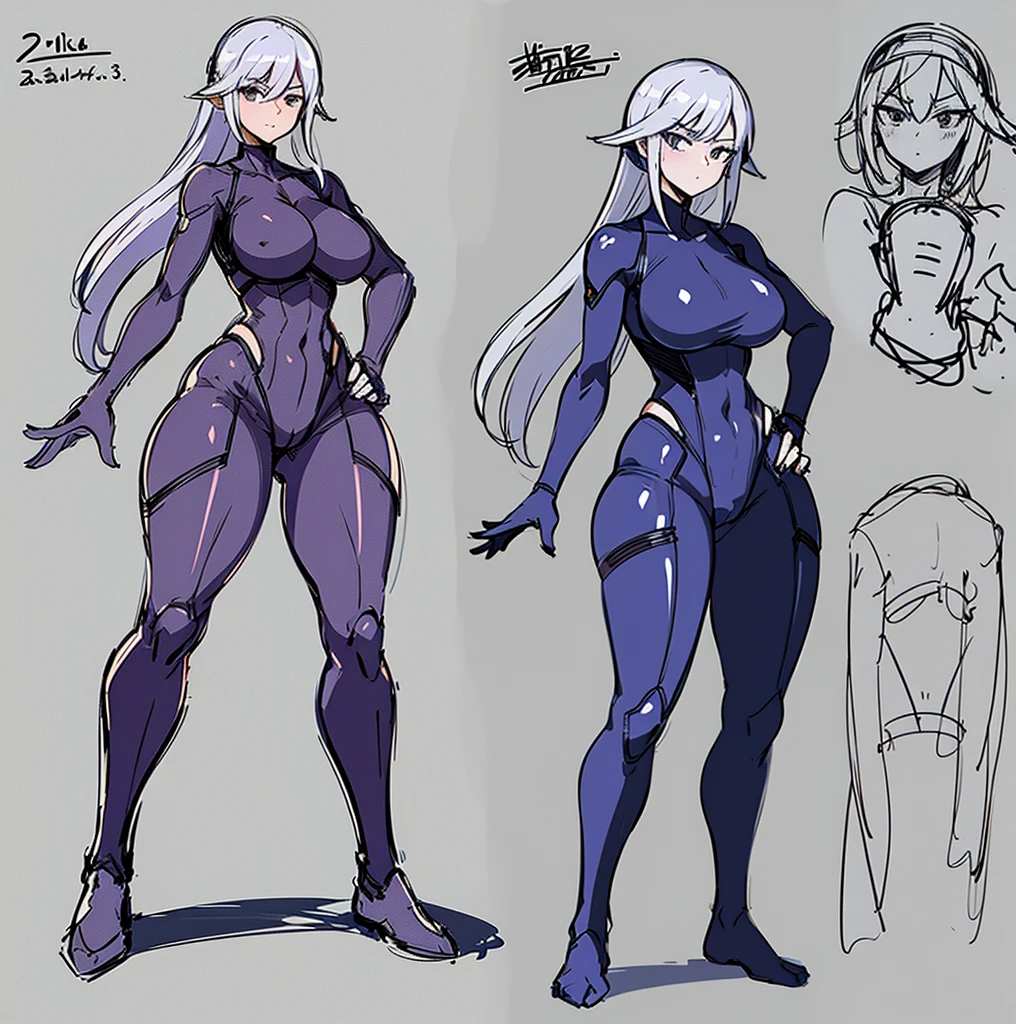 a drawing of a woman in a bodysuit with her hands on her hips, hands behind her body pose!, clean anime outlines, pudica pose gesture, sketchy artstyle, anime pose, thick outline, cell shaded adult animation, neutral pose, fully body pose, 3 / 4 pose, villain pose, anime sketch, rough sketch, clear outfit design, old sketch