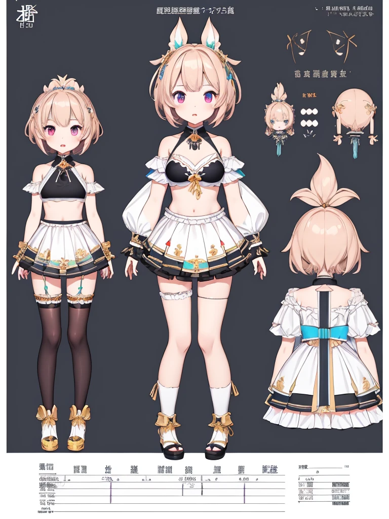 1girl、vtuber-fullbody、highest quality、Masterpiece、Official Art、The best composition、Super detailed、Standing in front of the viewer、short hair、8 heads、Simple bikini、Character design sheet、