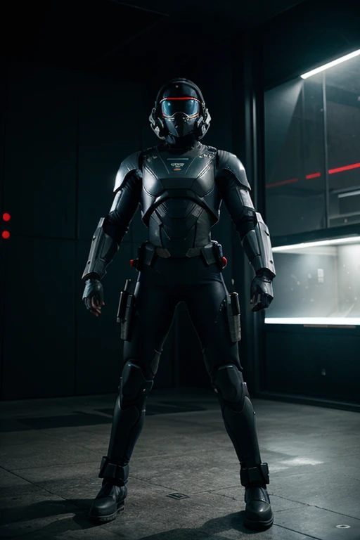 Futuristic super soldier, exosuit, pluto 