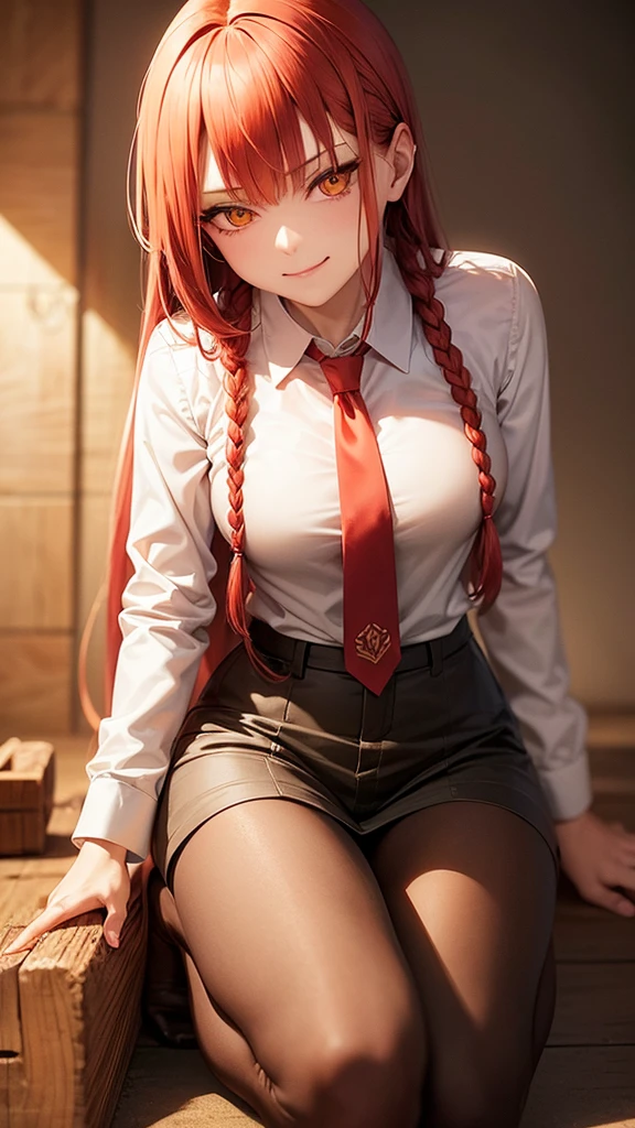 The most beautiful girl, red hair in pigtails, Accentuated super huge enormously gigantic with cleavage showing, school girl uniform school girl skirt and white thigh high socks, tattoo sleeves and piercings, sitting spreading her legs open showing her crotch, sexy seductive slutty horny pose, armpits, hot wet armpits, armpits, school classroom background
