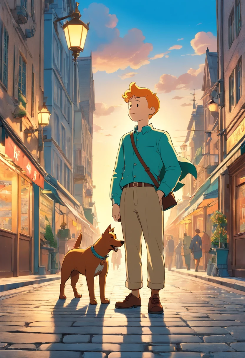 Tintin, herge, european comics, heroic pose, marlinspike background