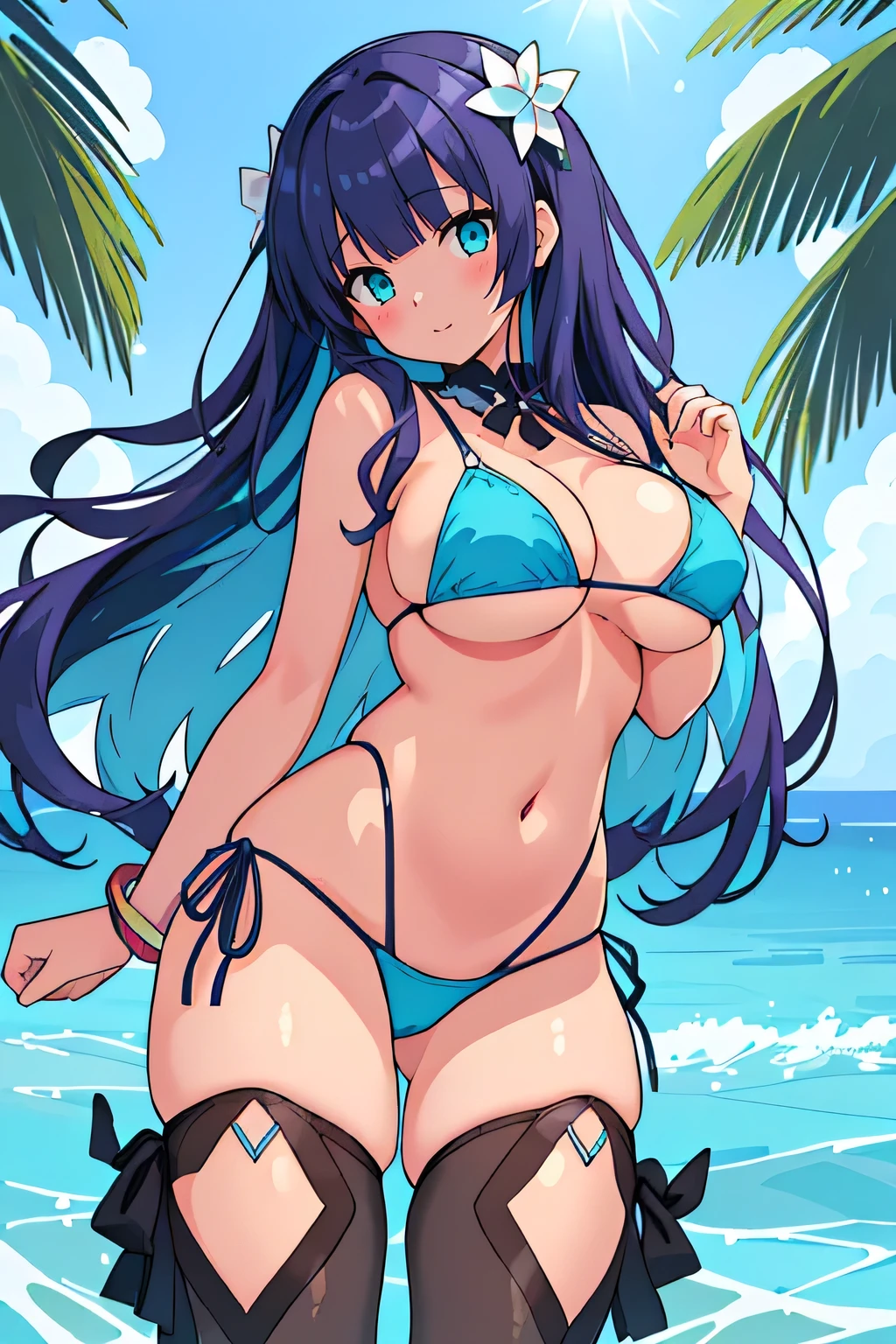 Anime girl in bikini posing underwater, Enchanting anime girl, At the Beach, , tits, tits proportions, At the Beach, At the Beach, thick, Swimwear, Highly detailed art gems, marin kitagawa fanart, High resolution consignment, Sunny At the Beach, Range Murata and Artgelm