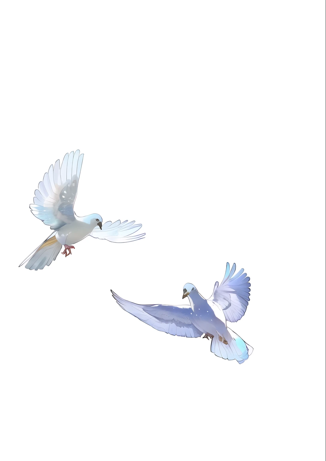 Flying pigeons,Colorful manga style,High-definition quality