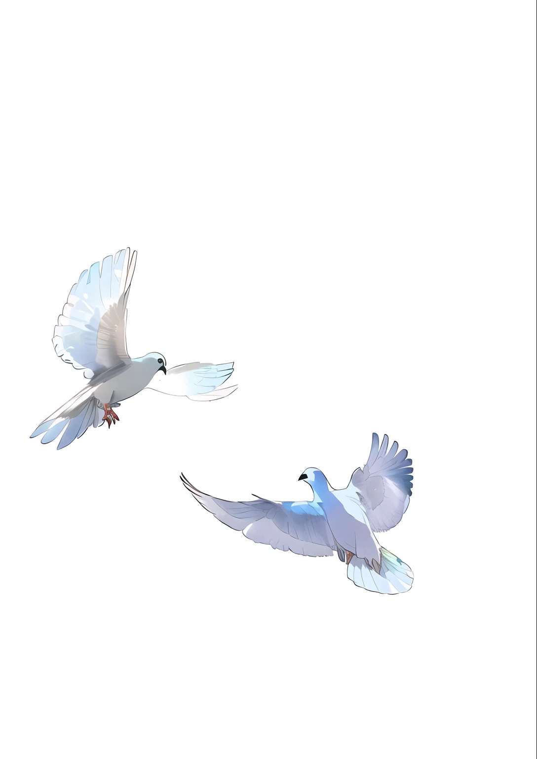Flying pigeons，Colorful manga style，High-definition quality
