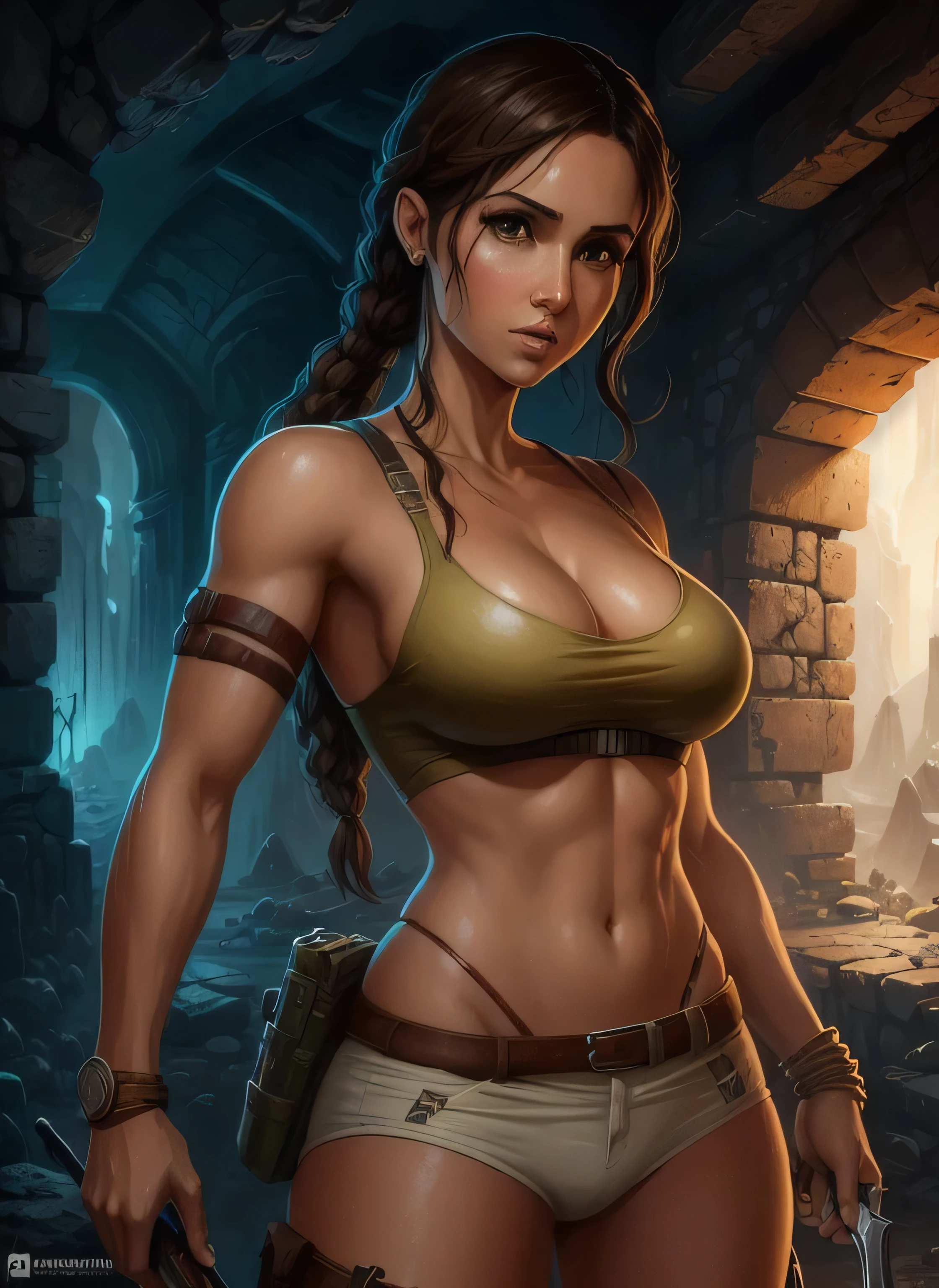 Lara Croft, ((fondo blanco)), ojos penetrantes, Epic Instagram, art station, estilo splash de pintura colorida, contorno, hiperdetallado intrincadamente detallado, motor irreal, genial, detalle intrincado, colores complementarios, fantasy concept art, 8K resolution, obra maestra de deviantart, trazos pesados, goteo de pintura, artes de salpicaduras  