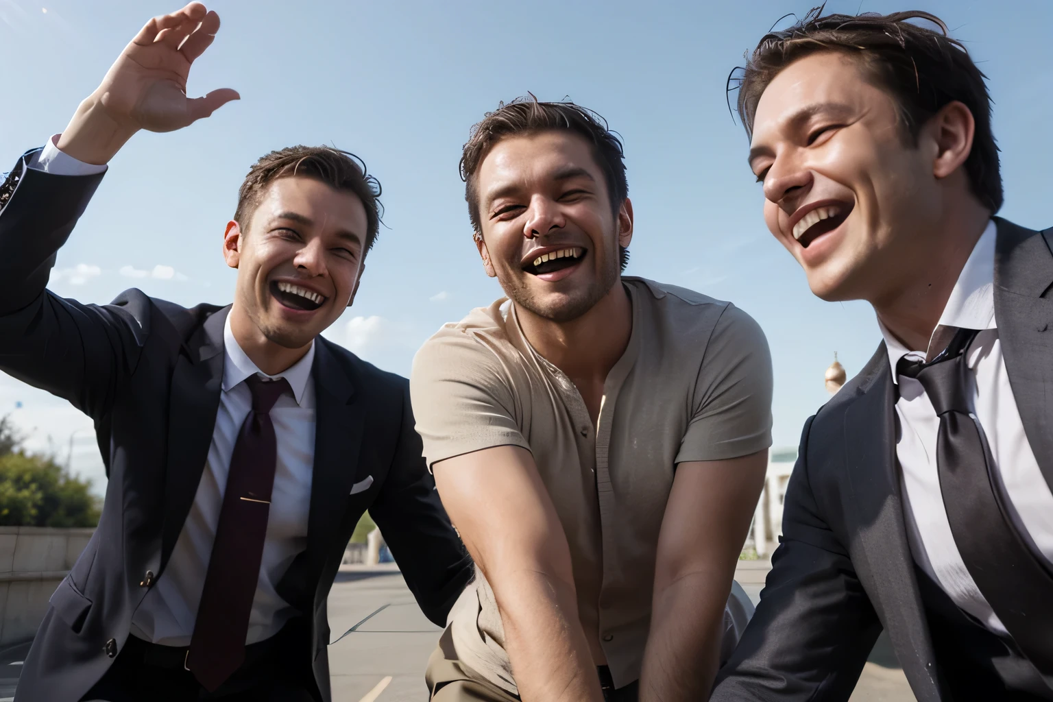 The no of 10 business man are laughing like group in 3D animation