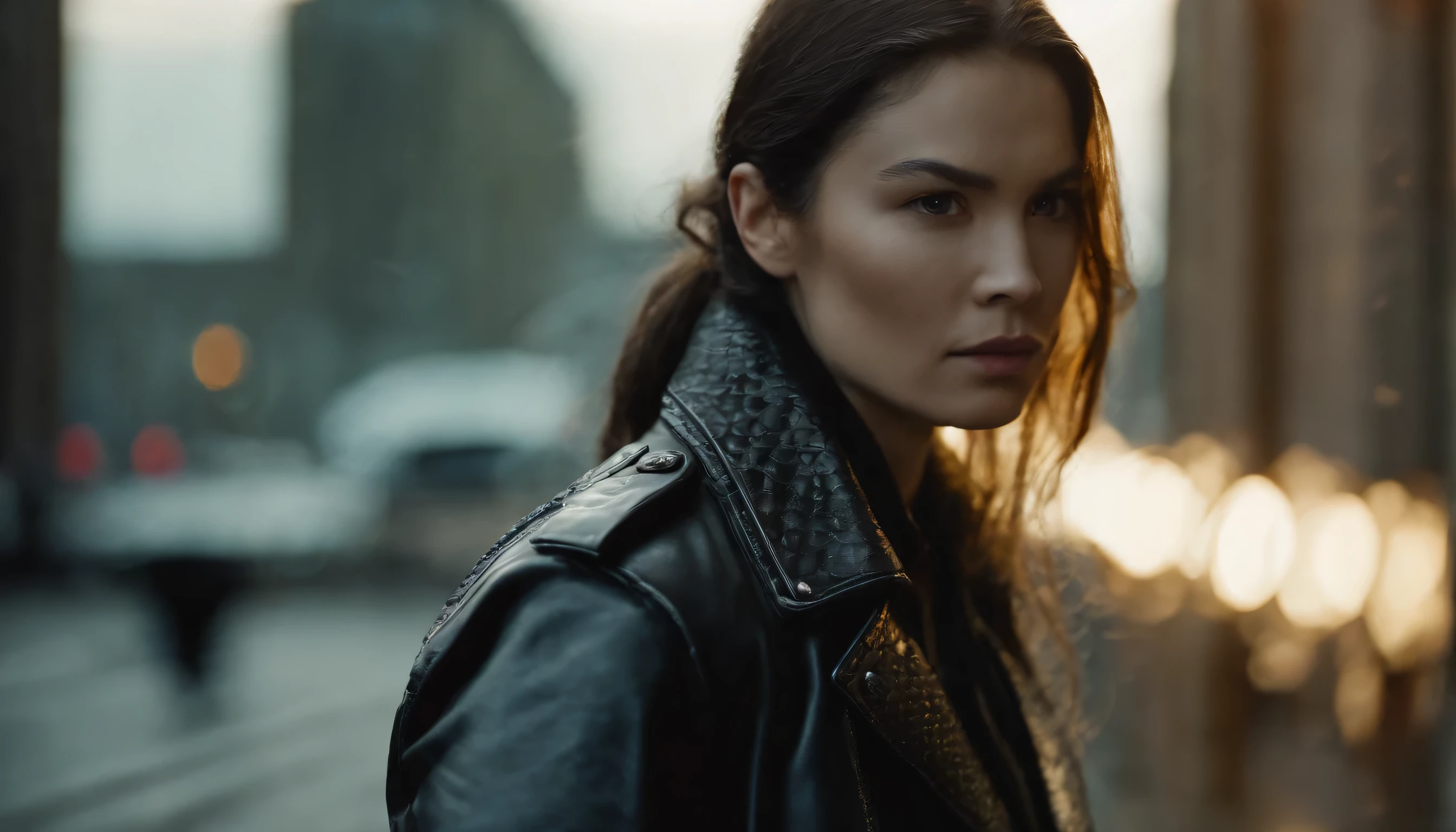 white snake wearing a leather jacket