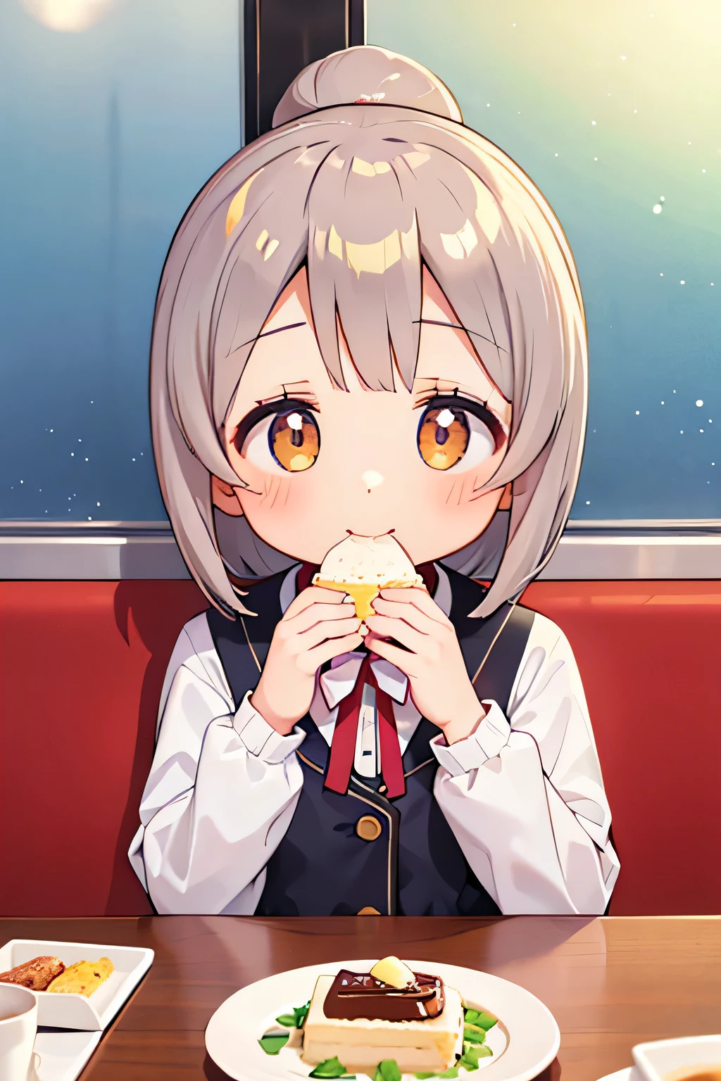 highest quality、High resolution、Detailed Background、(Beautiful face in every detail:1.4)、Teenage beauty、Highly detailed face、Cute hair colour、ponytail、Bobcut、Cute hairstyle、well-groomed eyebrows、Cute gestures、Inside the sleeper train、Train Travel、Innocent smile、Fit on one screen、

Girls exploring the lobby and dining car、Sit down on a comfortable sofa、While eating sweets、They are having a lively and fun conversation.、The way she listens to the announcements on the train is adorable too.、

Orient Express、A traditional sleeper train running from east to west across Europe、Elegant interior decoration and high-quality service