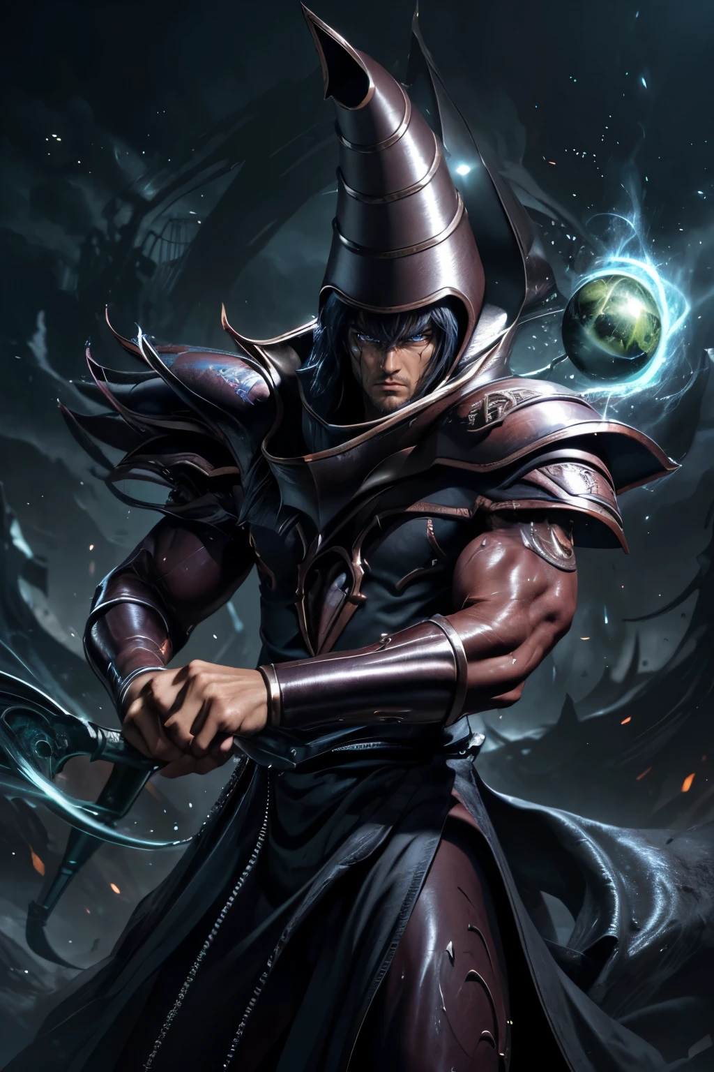 a powerful sorcerer casting an obliteration sphere, detailed magical energy effects, a strong heroic male character, cinematic lighting, dramatic fantasy scene, digital painting, intricate details, hyper realistic, vibrant colors, dramatic lighting, award winning, beautifully rendered, epic scale, dark tunic with silver ornament, angry face, 30 years old, (best quality,4k,8k,highres,masterpiece:1.2),ultra-detailed,(realistic,photorealistic,photo-realistic:1.37)